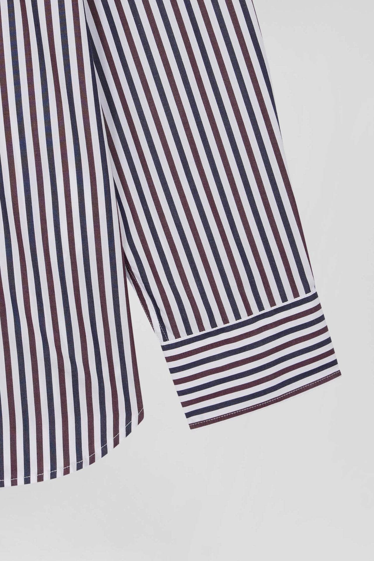 Burgundy Striped Cotton Poplin Shirt Regular Fit_H24CHECL0021_BXF3_08