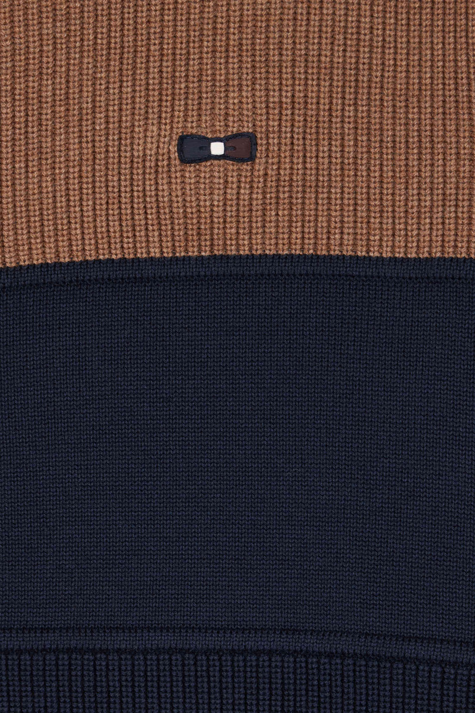 Regular Navy Blue and Camel Cotton High Collar Zipped Cardigan_H24MAICA0010_BEF4_07