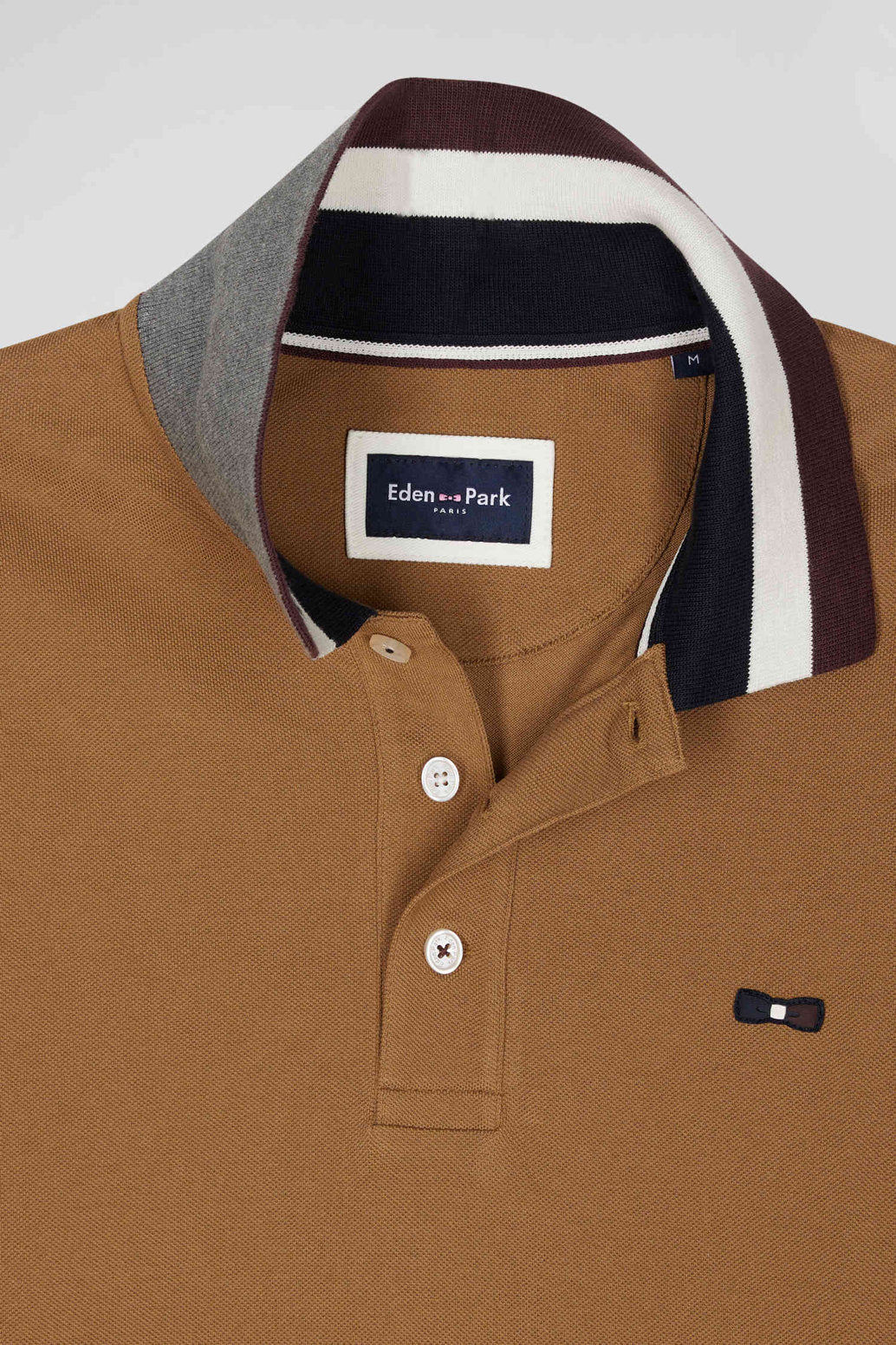 Regular Camel Bicolor Long-Sleeved Cotton PiquŽ Polo Shirt with Jacquard Collar_H24MAIPL0011_BEF4_06