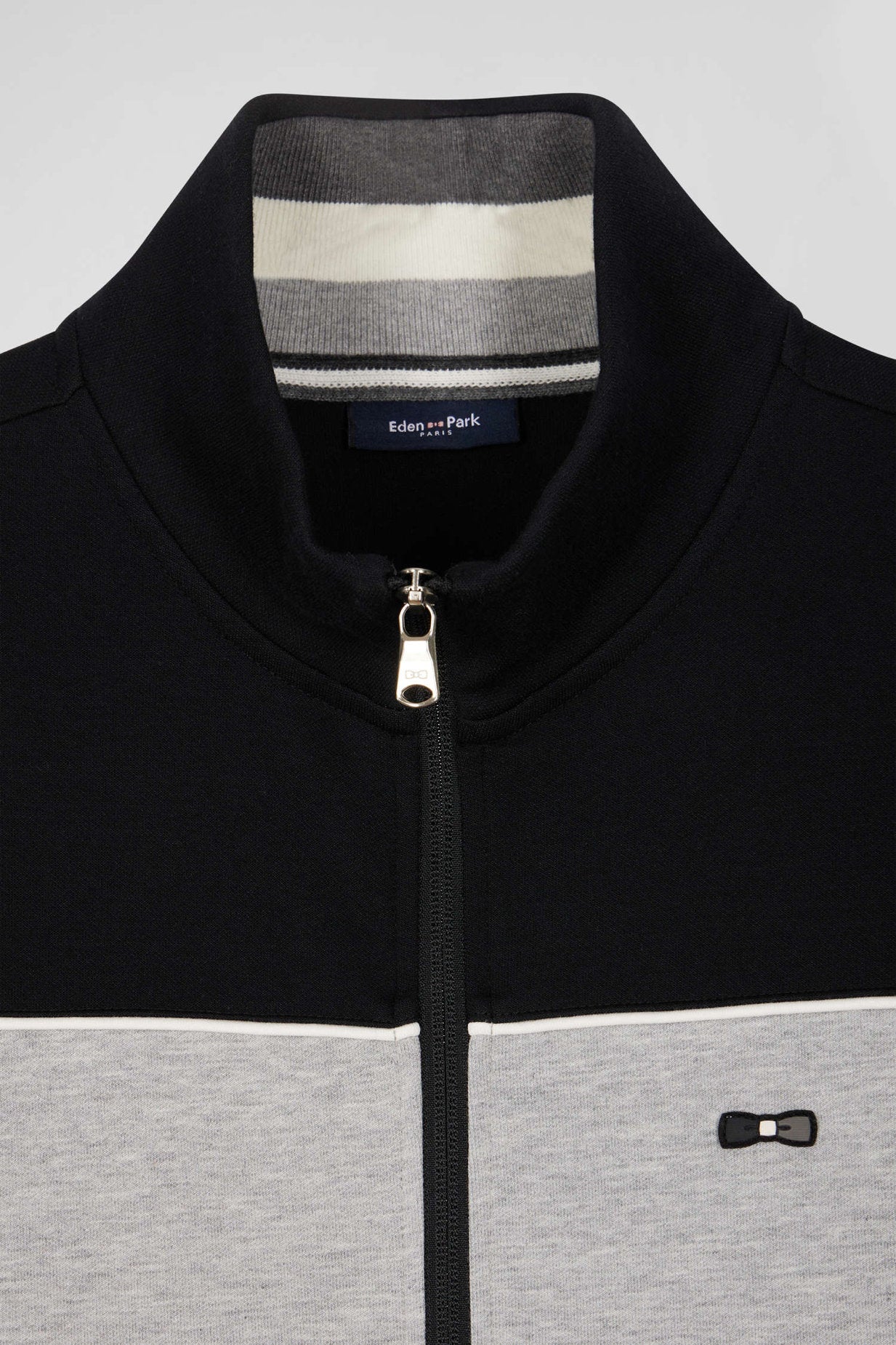 Regular Black Tricolor Zipped Cotton Blend Sweatshirt_H24MAISW0021_NO_06