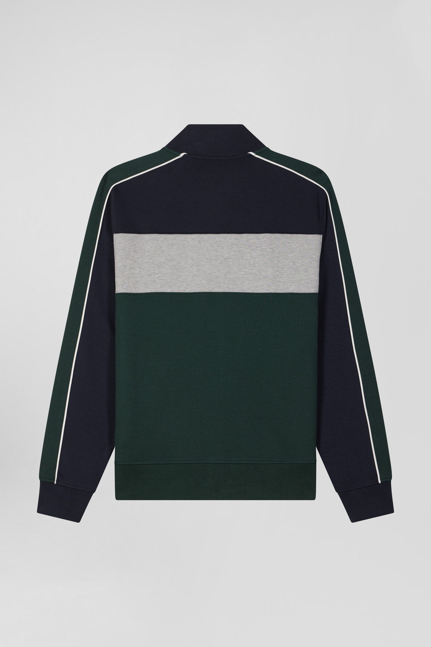 Regular Green Colorblock Zipped Cotton Blend Sweatshirt_H24MAISW0022_VEF_05