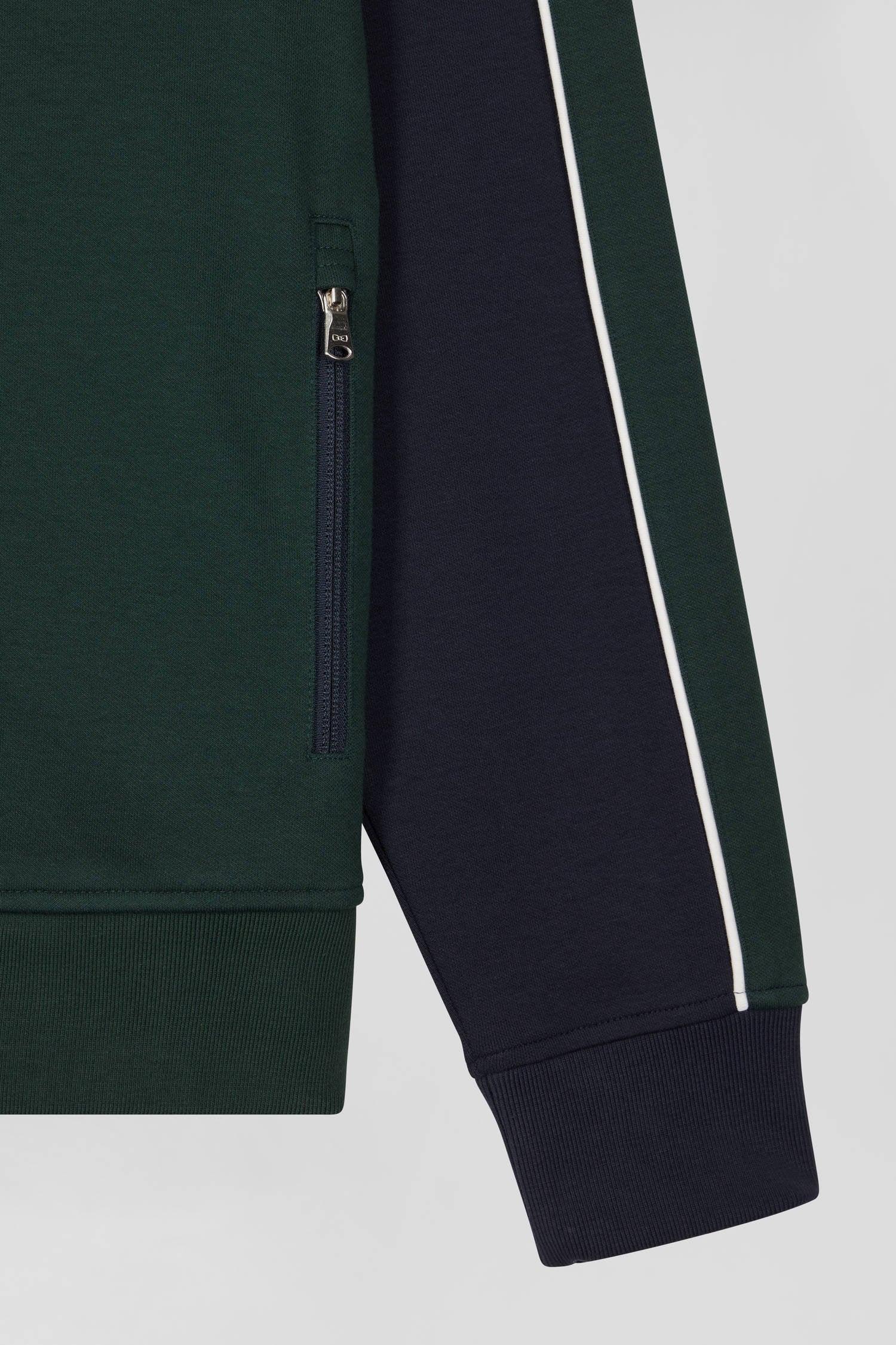 Regular Green Colorblock Zipped Cotton Blend Sweatshirt_H24MAISW0022_VEF_07