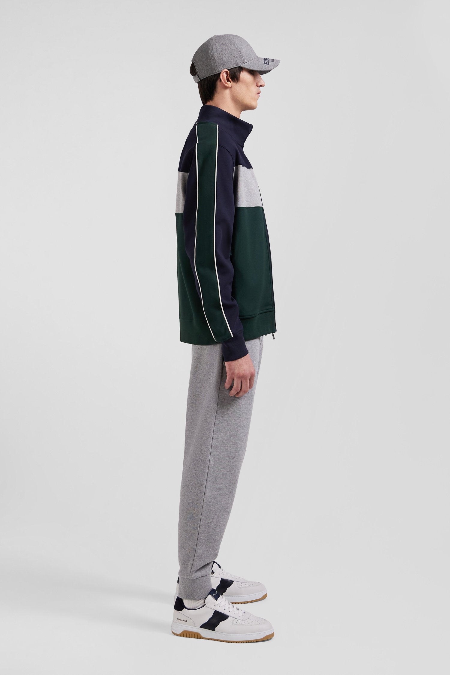 Regular Green Colorblock Zipped Cotton Blend Sweatshirt_H24MAISW0022_VEF_09