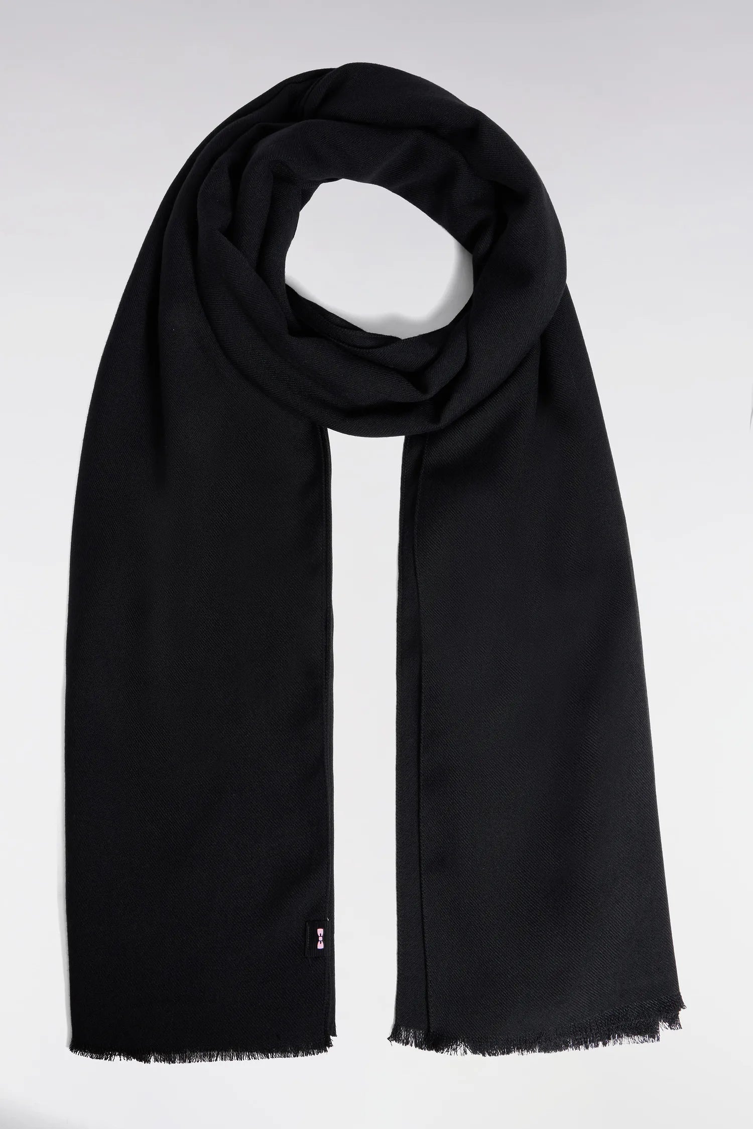Eden Park_0_Black Fringed Scarf_H25ACTEC0008_NO_01