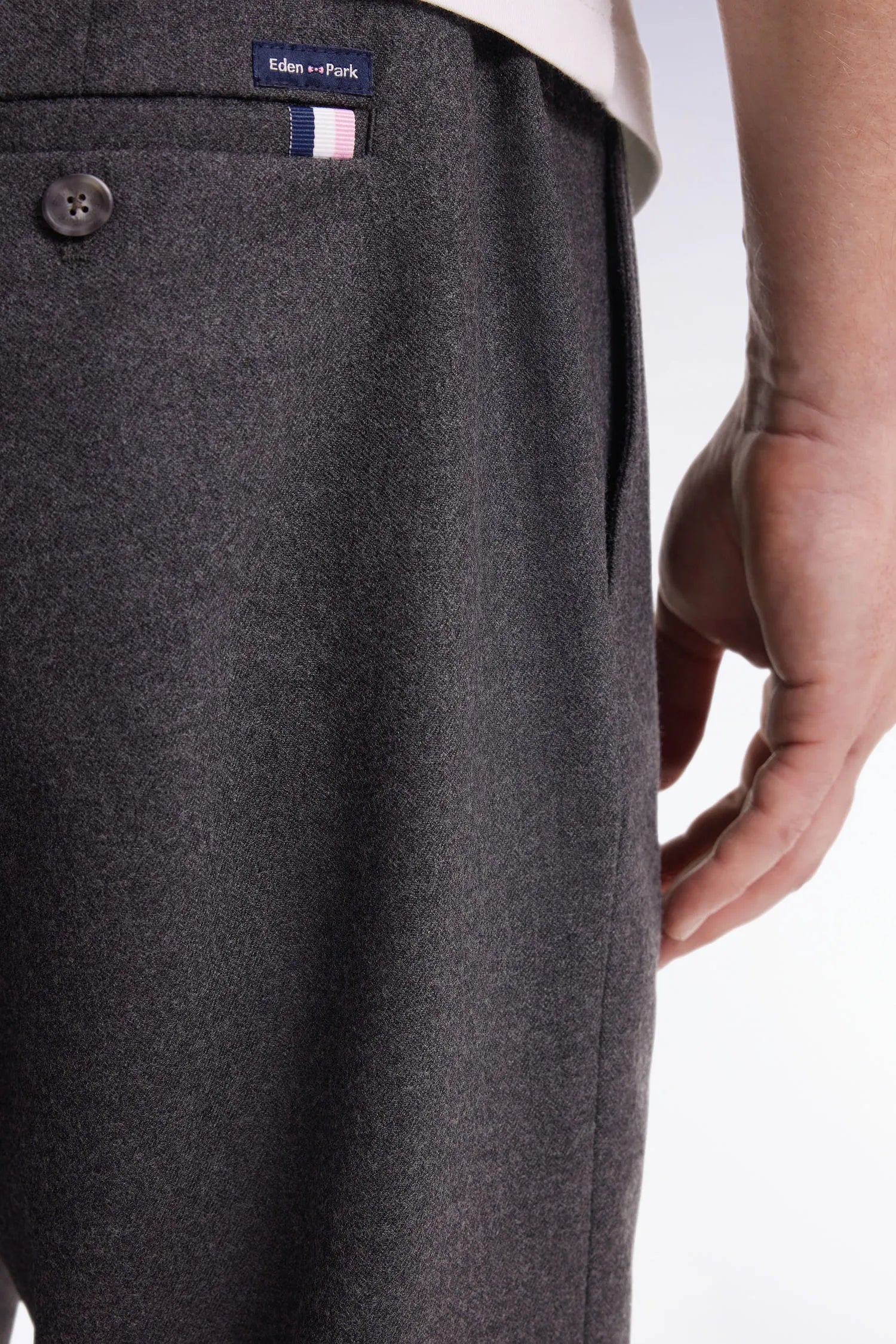 Eden Park_Grey_Heather Grey Elastic Waist Trousers with a Modern Fit_H25BASPA0018_GRF_03