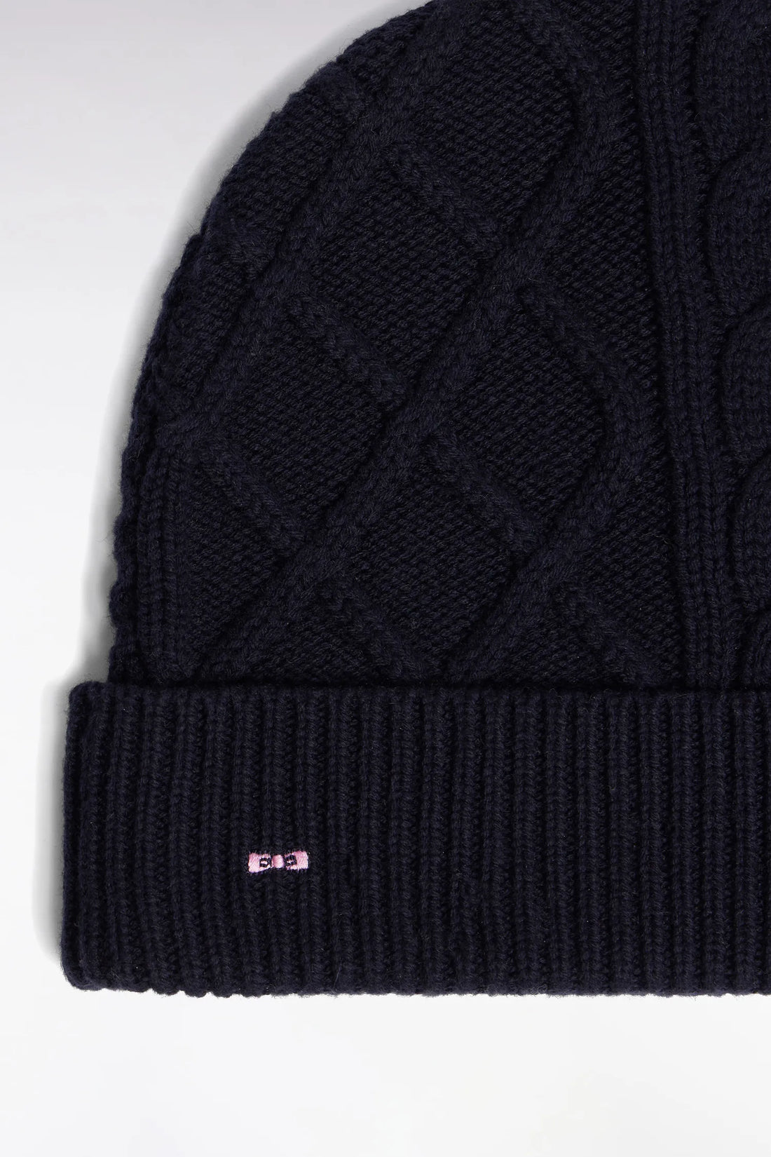 Eden Park_0_Cable Knit Hat in Wool and Navy Cotton_H25CHABN0014_BLF27_02