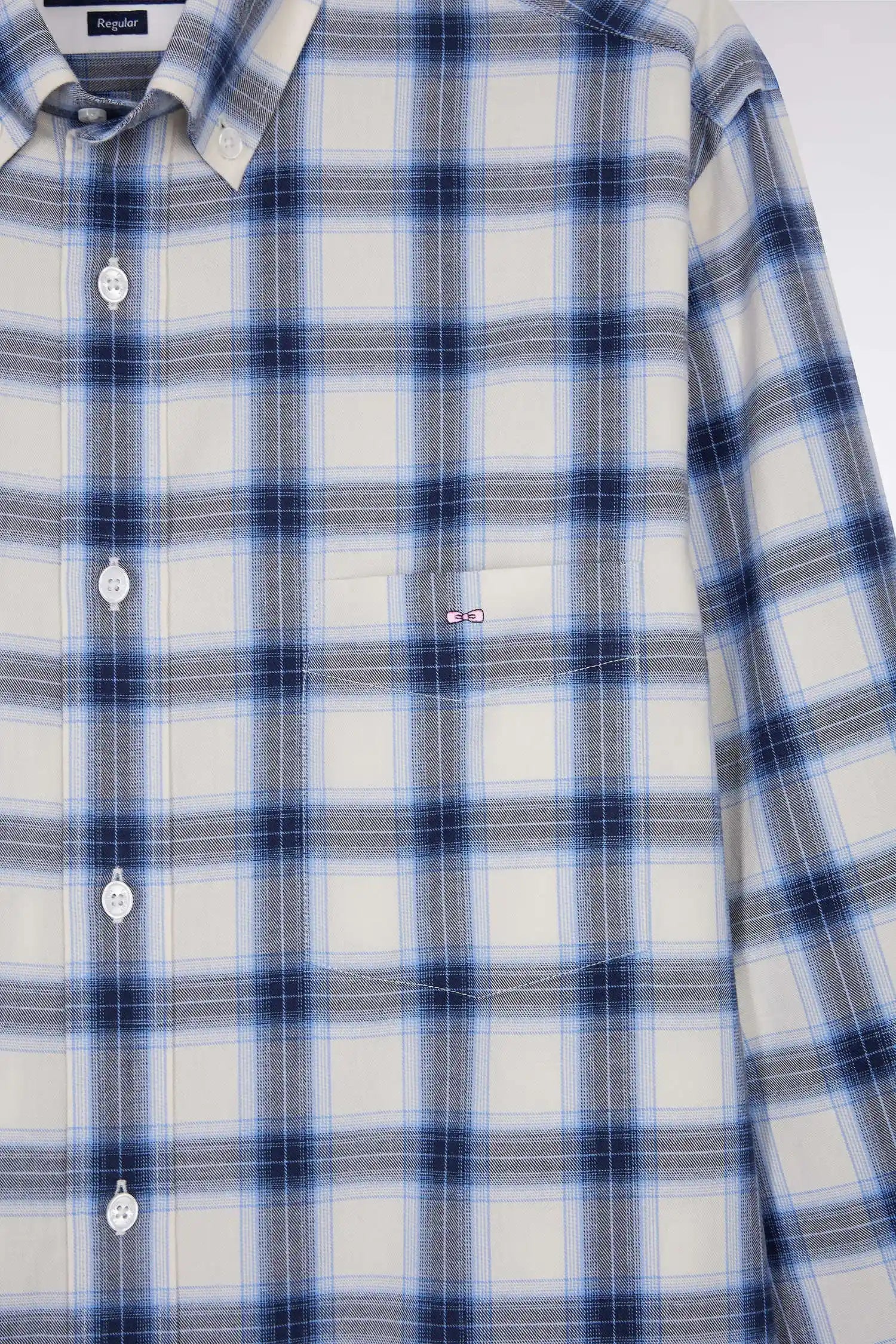 Eden Park_0_Straight Cut Sky Cotton Plaid Shirt_H25CHECL0011_BLM12_06