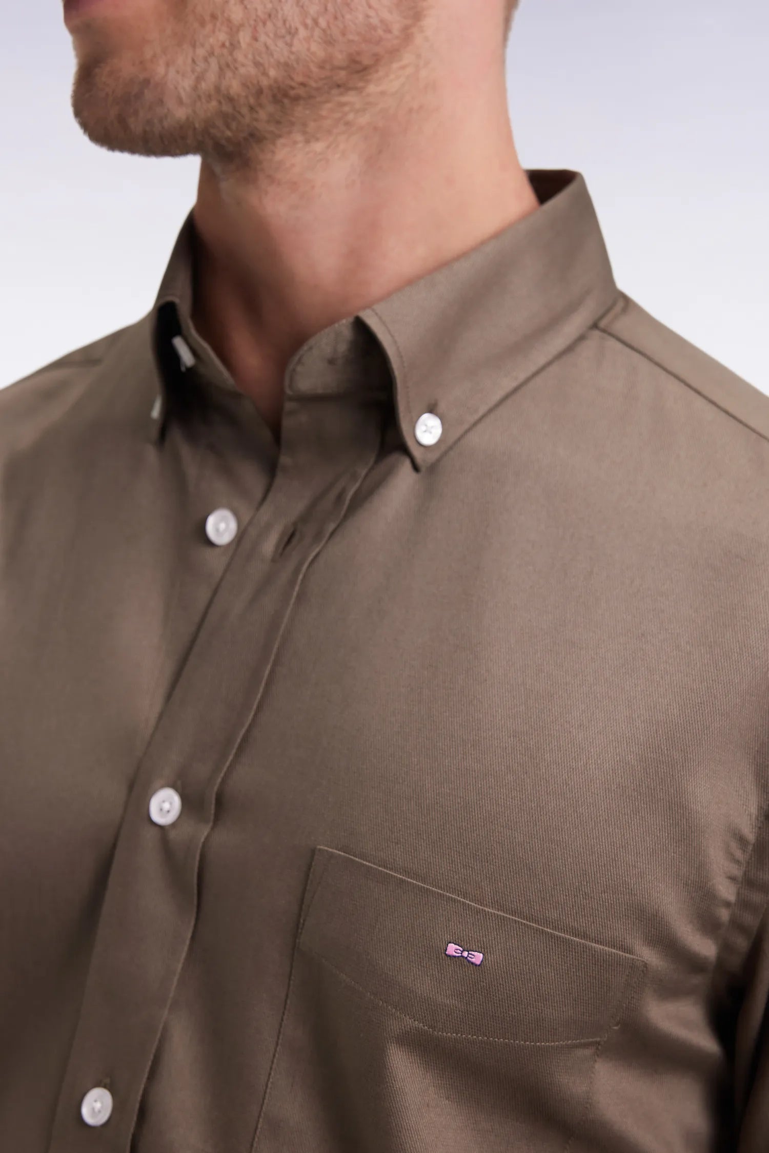 Eden Park_Green_Straight-Cut Khaki Cotton PiquŽ Shirt_H25CHECL0026_KAF7_04