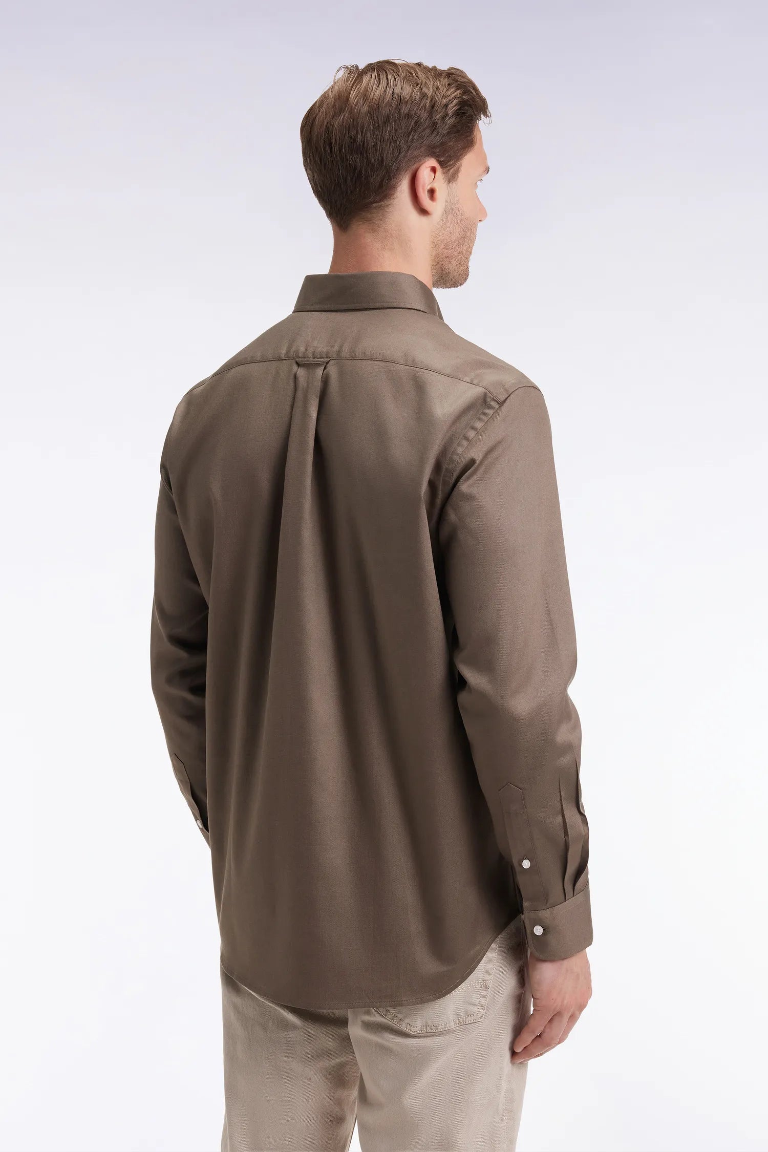 Eden Park_Green_Straight-Cut Khaki Cotton PiquŽ Shirt_H25CHECL0026_KAF7_05