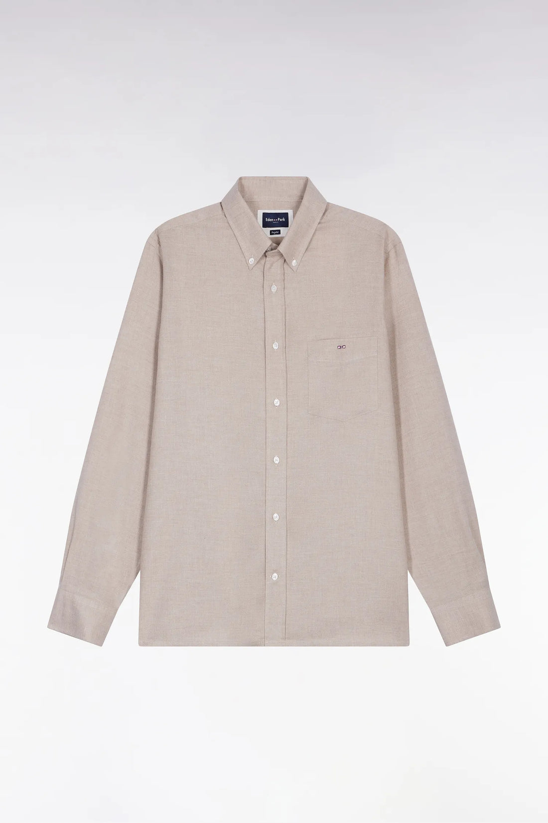 Eden Park_Beige_Beige Flannel Shirt Straight Cut_H25CHECL0043_BEC13_02
