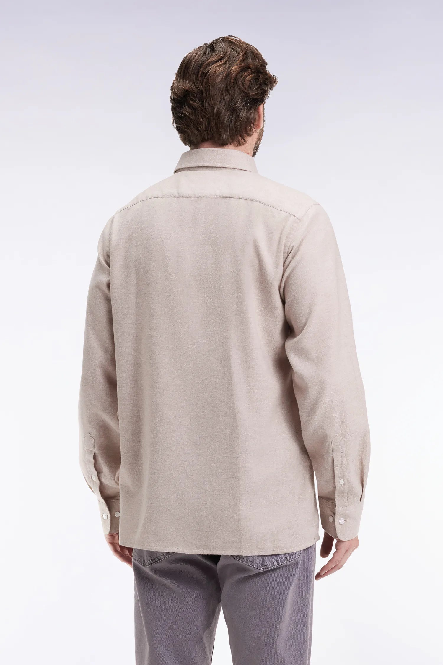 Eden Park_Beige_Beige Flannel Shirt Straight Cut_H25CHECL0043_BEC13_05