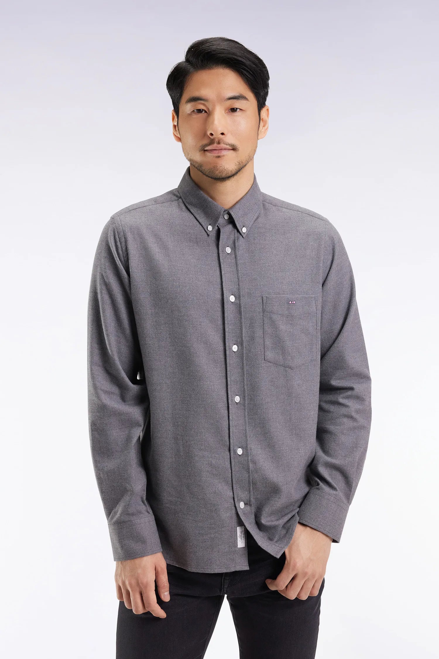 Eden Park_0_Grey Flannel Shirt with a Straight Cut_H25CHECL0043_GRF10_01