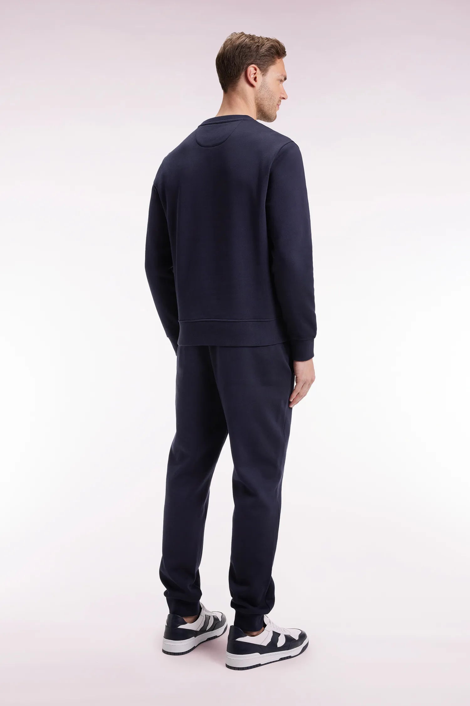 Eden Park_Blue_Straight Cut Navy Brushed Fleece Joggers_H25MAIJO0002_BLF_05