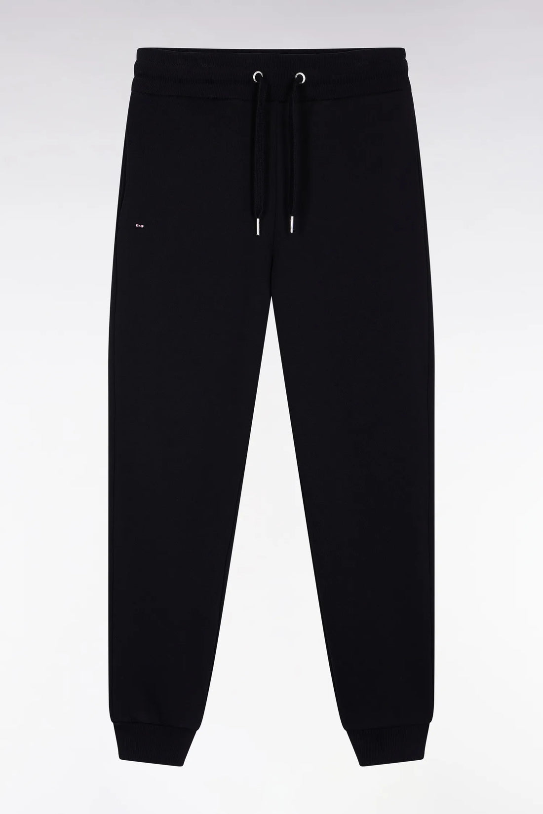 Eden Park_Black_Black Brushed Fleece Joggers with Straight Cut_H25MAIJO0002_NO_02