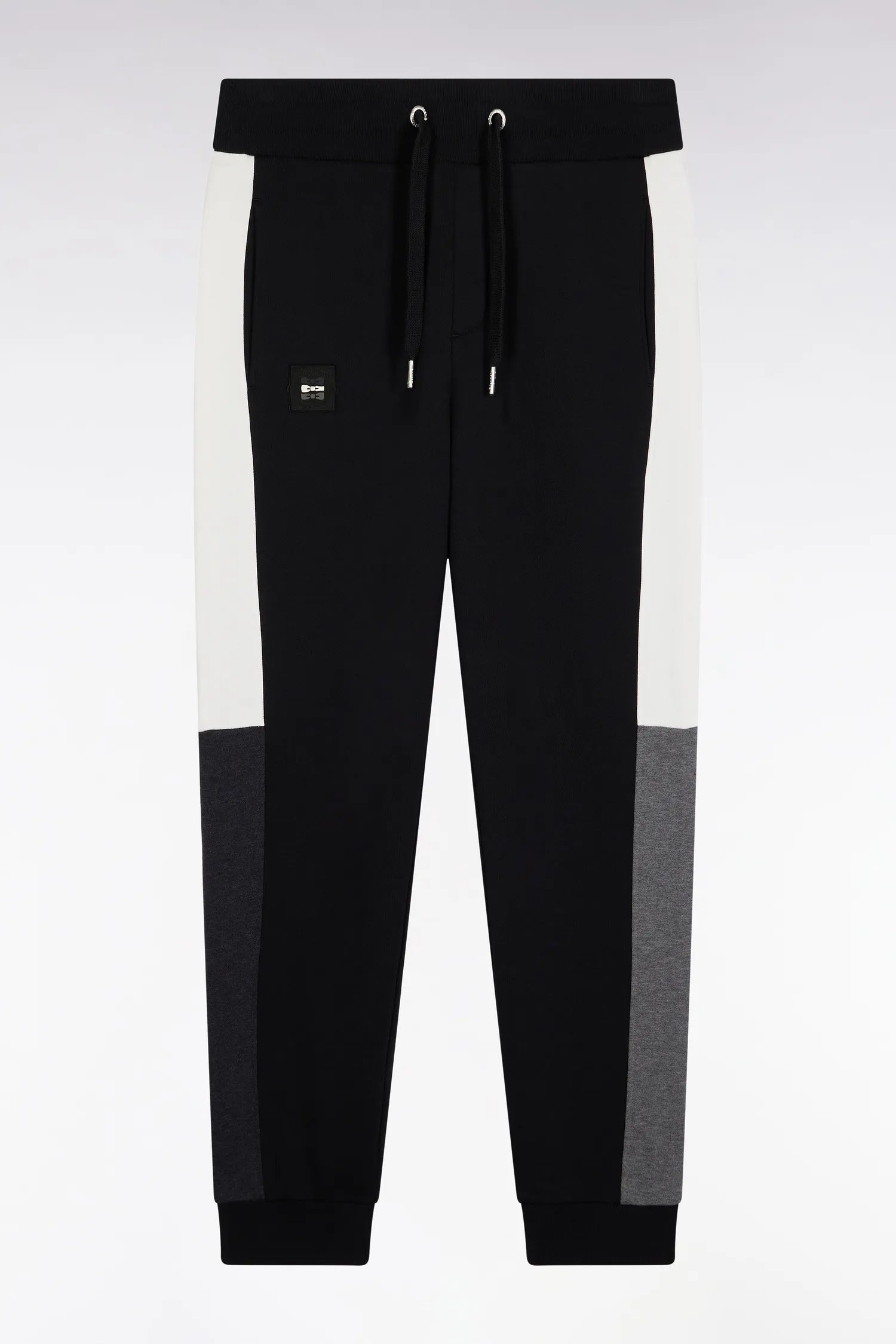 Eden Park_Black_Black Colorblock Brushed Fleece Joggers with Straight Fit_H25MAIJO0009_NO_02