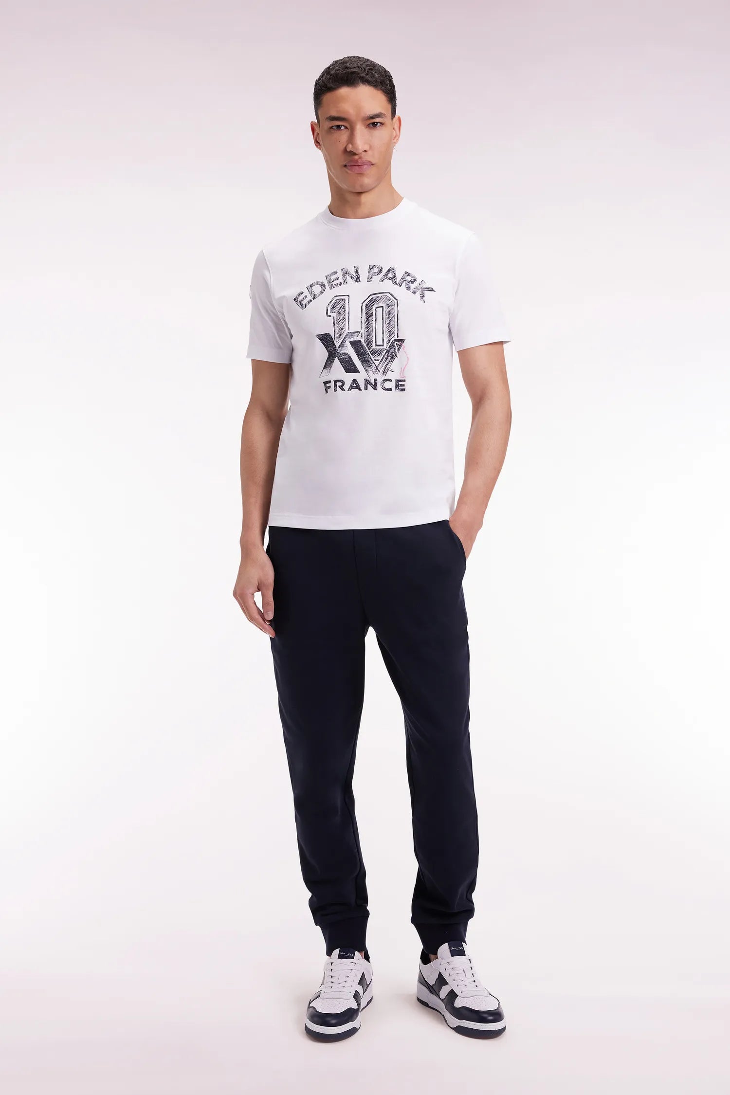 Eden Park_Blue_Straight Cut Navy Fleece Joggers Xv De France_H25MAIJO0026_BLF_01