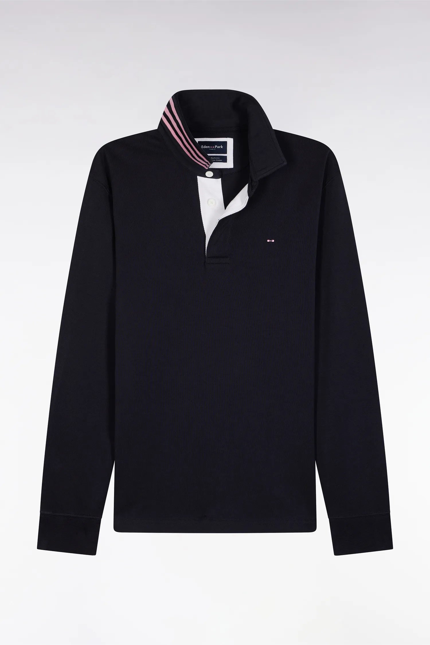 Eden Park_Blue_Long-Sleeved Jersey in Navy Jersey with Striped Collar_H25MAIML0004_BLF_02