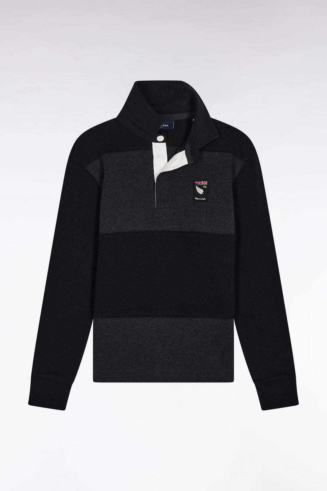 Eden Park_Black_Long Sleeve Jersey in Black and Grey Cotton Jersey New Zealand_H25MAIML0042_GRF11_01