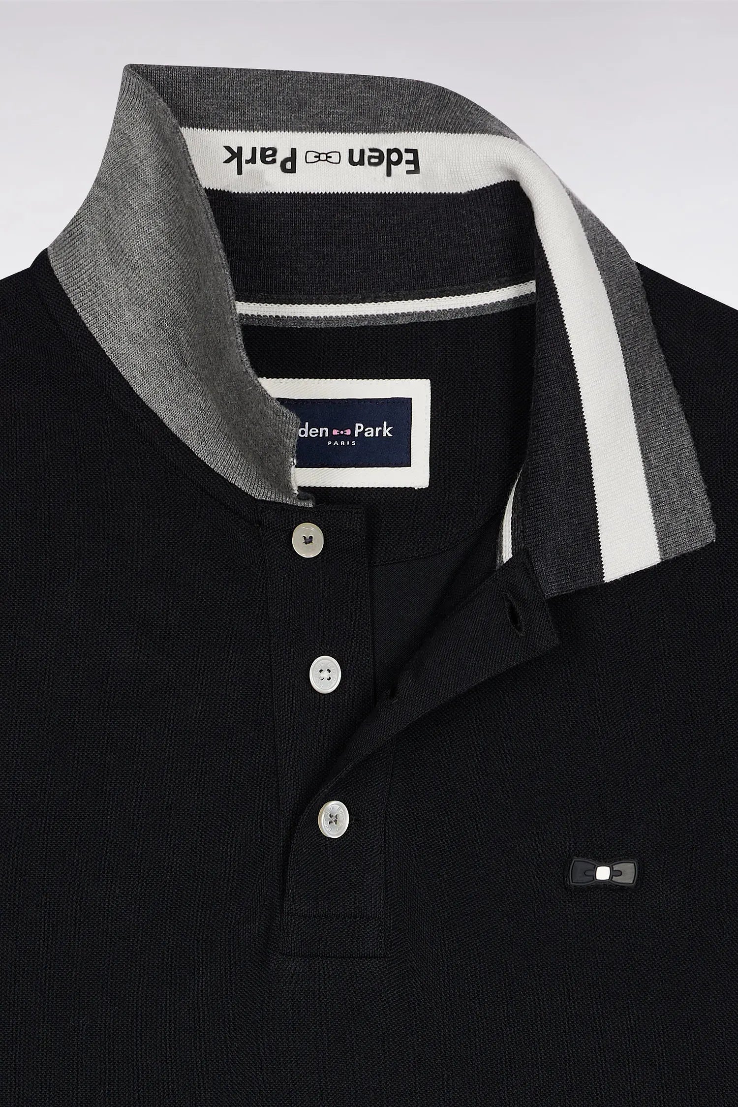 Eden Park_0_Short-Sleeved Polo Shirt in Black Cotton with Tricolour Details with a Loose Fit_H25MAIPC0025_NO_06