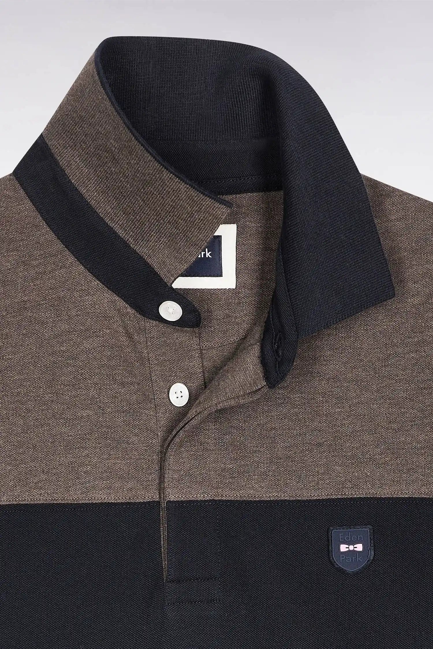 Eden Park_0_Two-Tone Short-Sleeved Polo Shirt in Navy Stretch Cotton PiquŽ Slim Fit_H25MAIPC0028_BLF_06