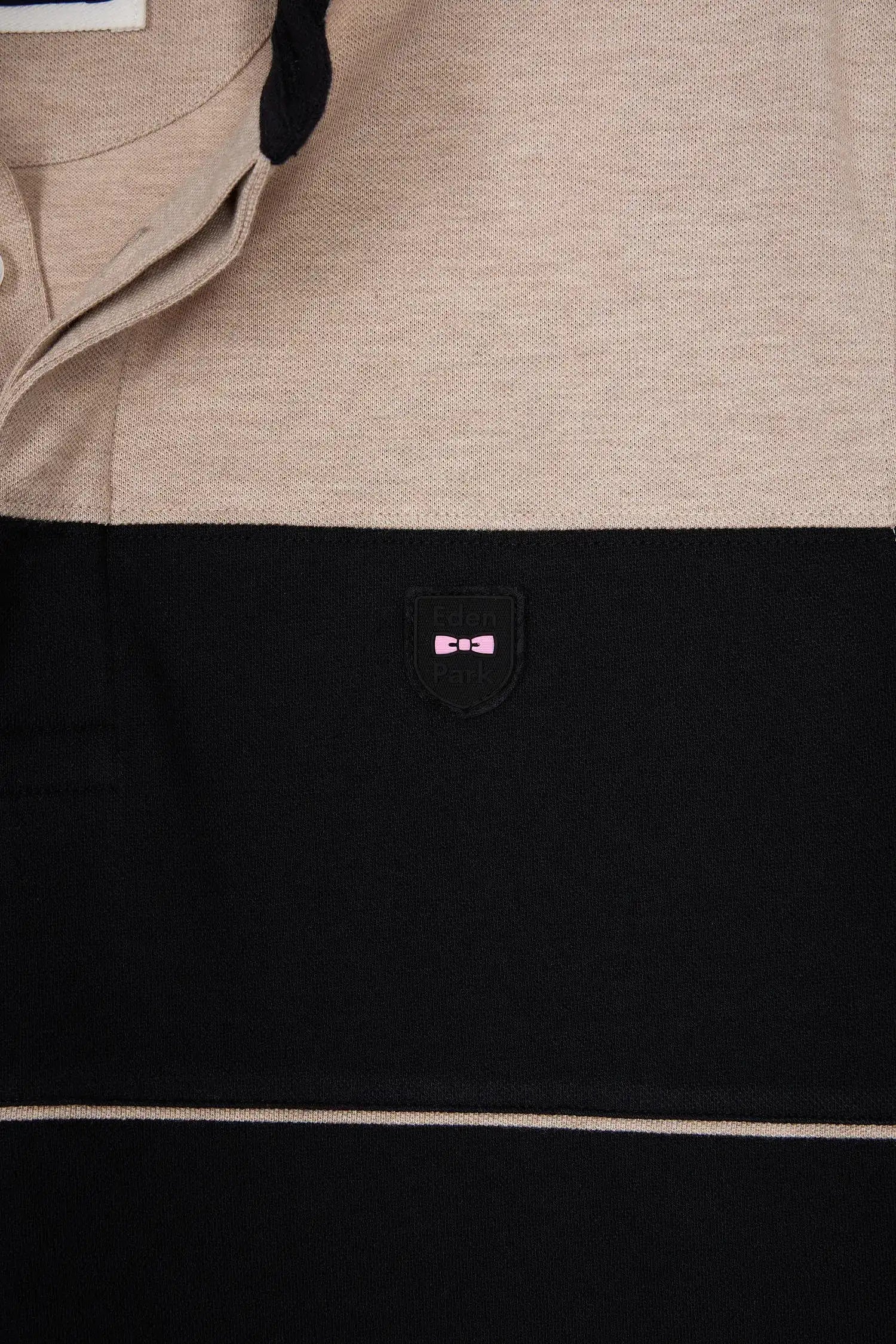 Eden Park_0_Two-Tone Short-Sleeved Polo Shirt in Black Stretch Cotton PiquŽ Slim Fit_H25MAIPC0028_NO_02