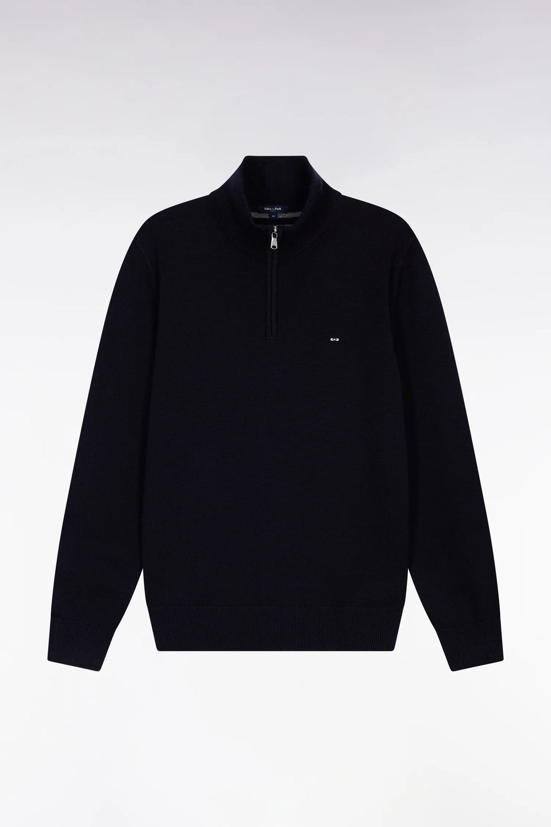 Eden Park_Blue_Dark Blue Wool and Cotton Trucker Collar Sweater_H25MAIPU0002_BLF27_02