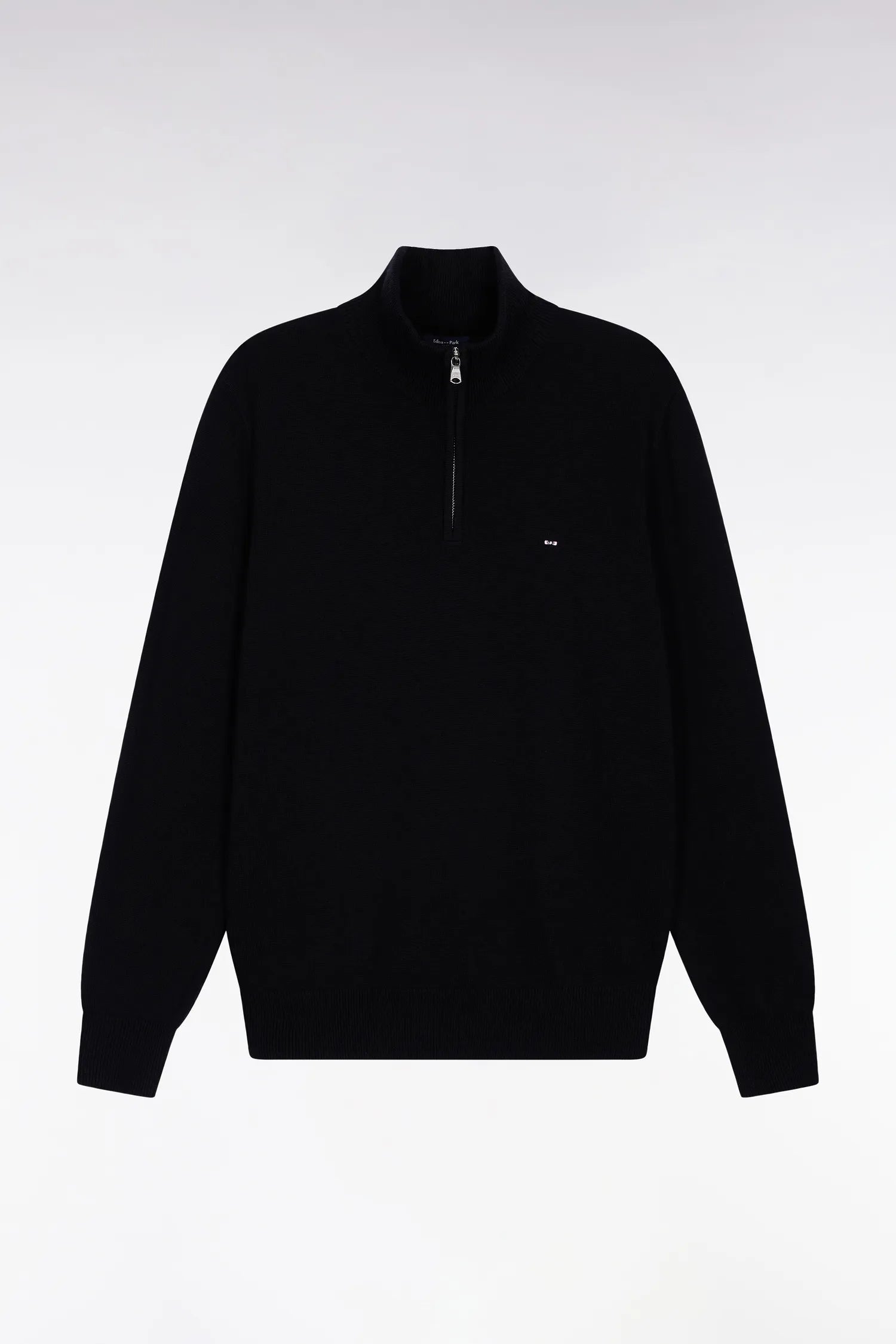 Eden Park_Black_Trucker Collar Sweater in Wool and Black Cotton_H25MAIPU0002_NO_02
