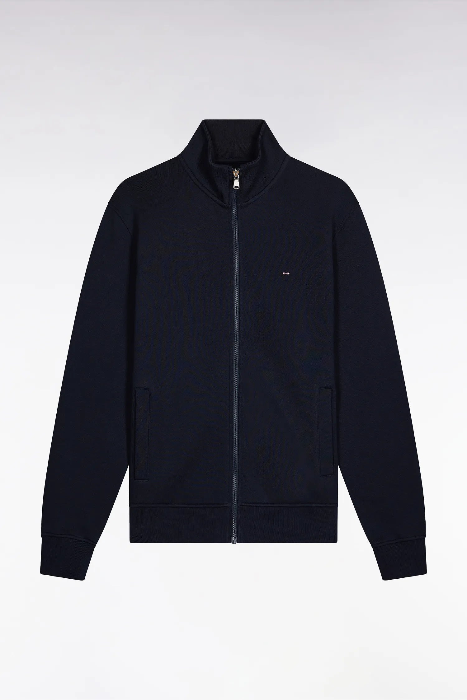 Eden Park_Blue_Zipped Navy Cotton Sweatshirt with a Straight Cut_H25MAISW0003_BLF_02