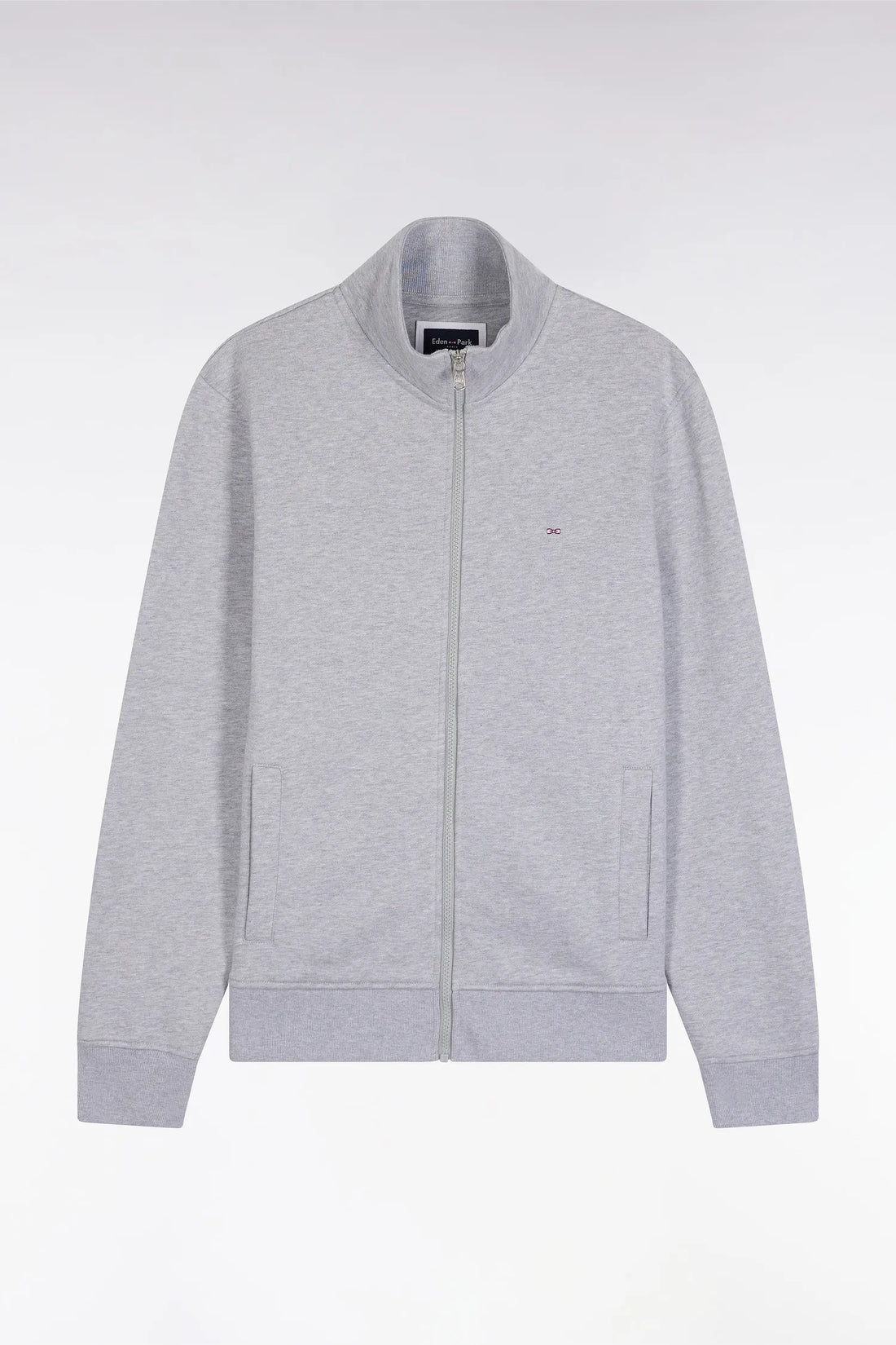 Eden Park_Grey_Grey Cotton Zip-Up Sweatshirt with a Straight Cut_H25MAISW0003_GRM24_02