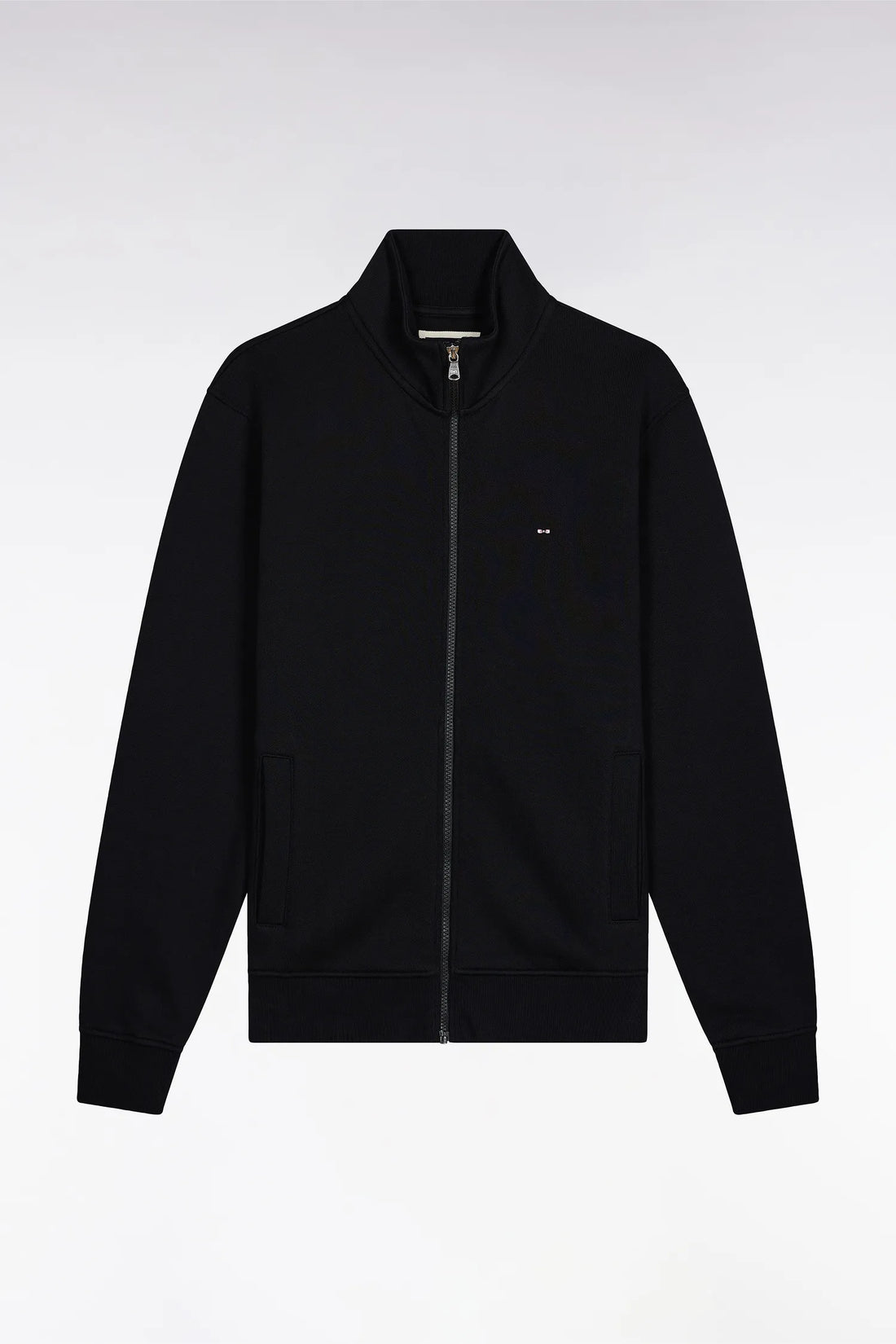 Eden Park_Black_Straight-Cut Black Cotton Zip-Up Sweatshirt_H25MAISW0003_NO_02