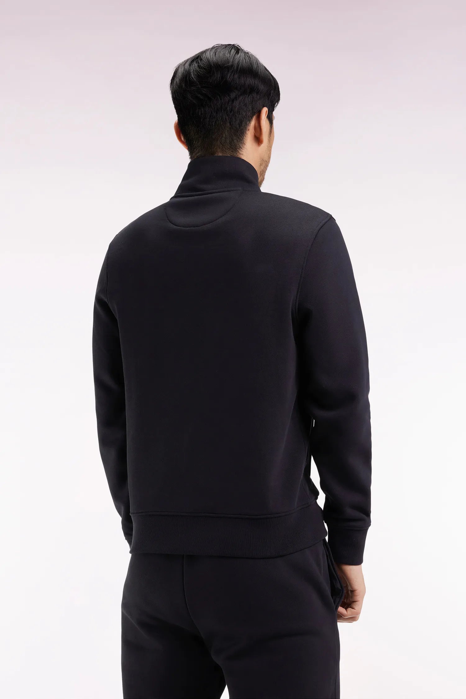 Eden Park_Black_Straight-Cut Black Cotton Zip-Up Sweatshirt_H25MAISW0003_NO_05