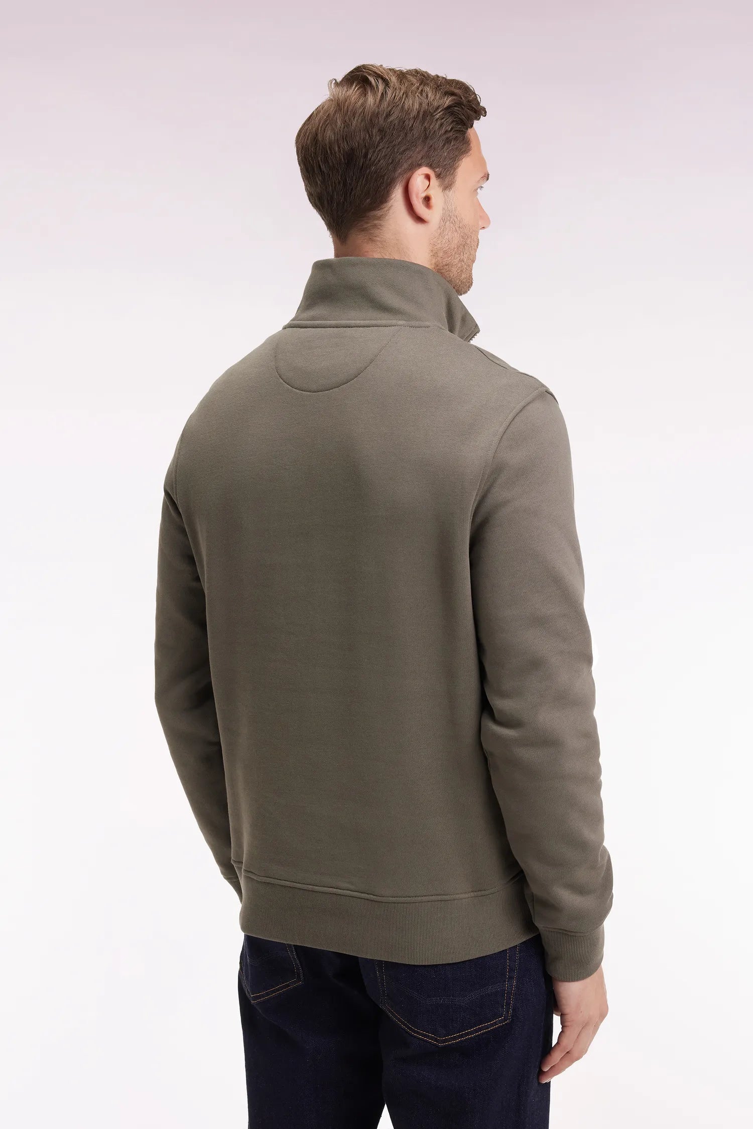 Eden Park_0_Khaki Cotton Fleece Zip-Up Sweatshirt - Cancelled_H25MAISW0016_KAF7_05