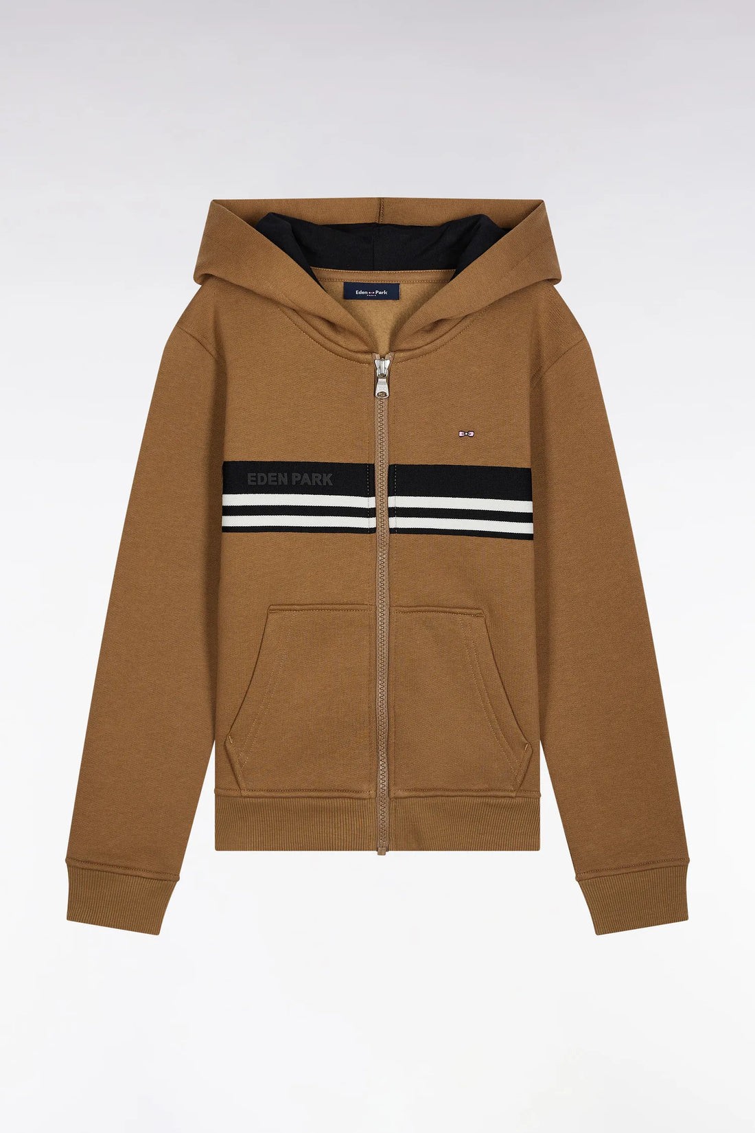 Eden Park_Beige_Zip-Up Hoodie in Camel Fleece-Blend_H25MAISW0033_BEF4_01