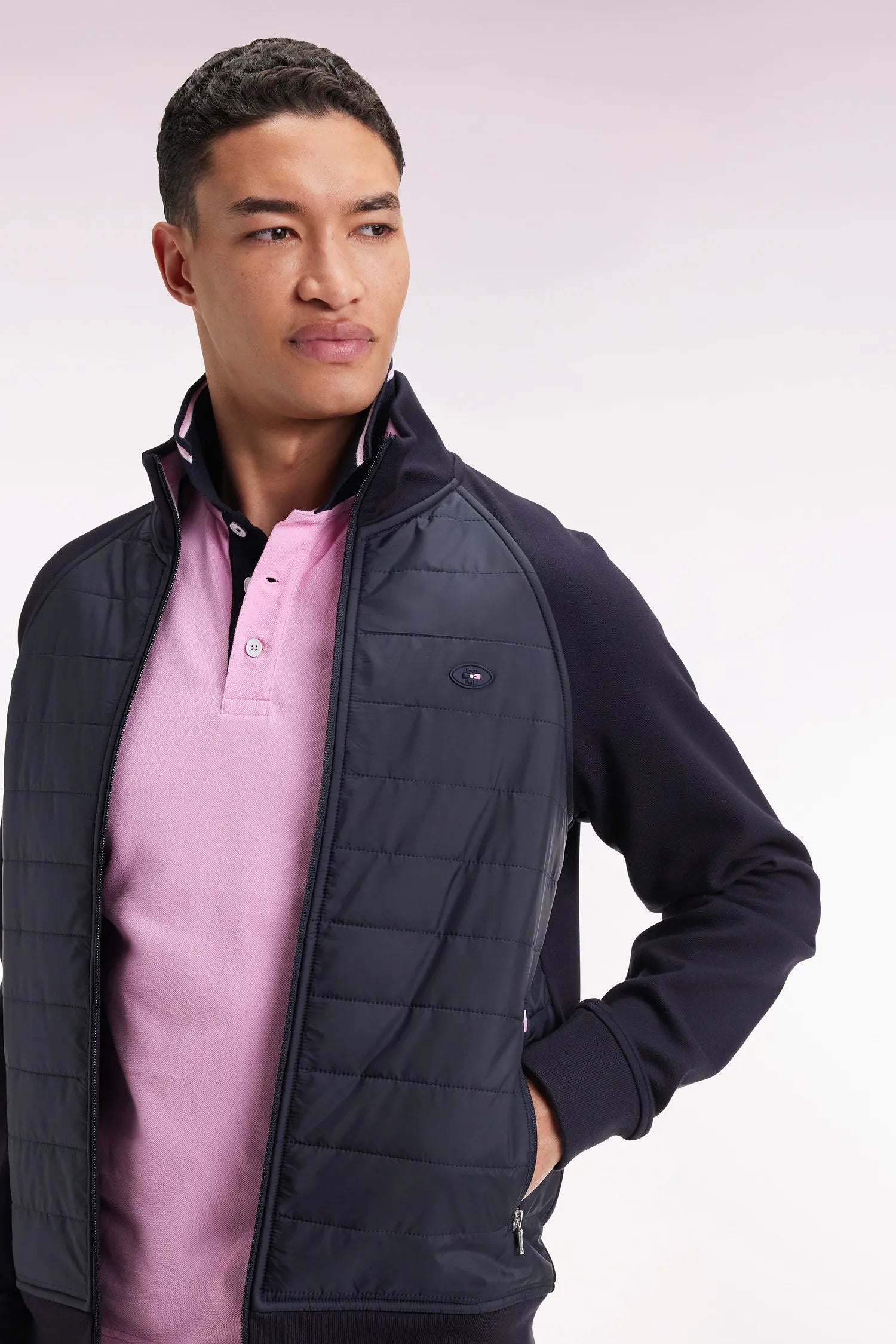 Eden Park_0_Zipped Zipped Sweatshirt in Navy Navy Straight Cut_H25MAISW0067_BLF_03