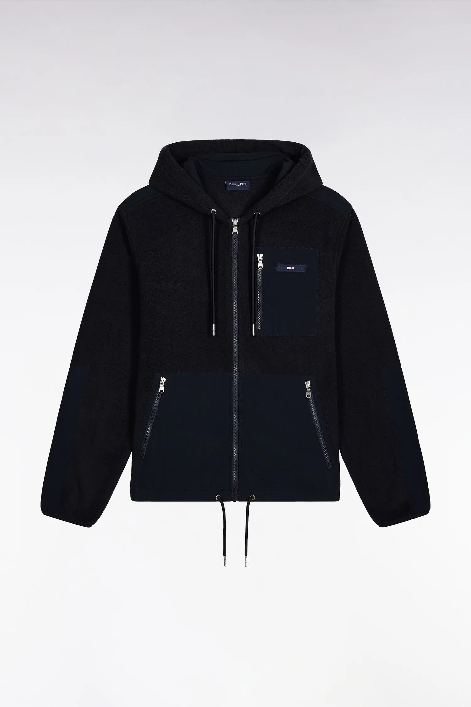 Eden Park_0_Zip-Up Hooded Sweatshirt in Navy Double Material Straight Cut_H25MAISW0071_BLF_02