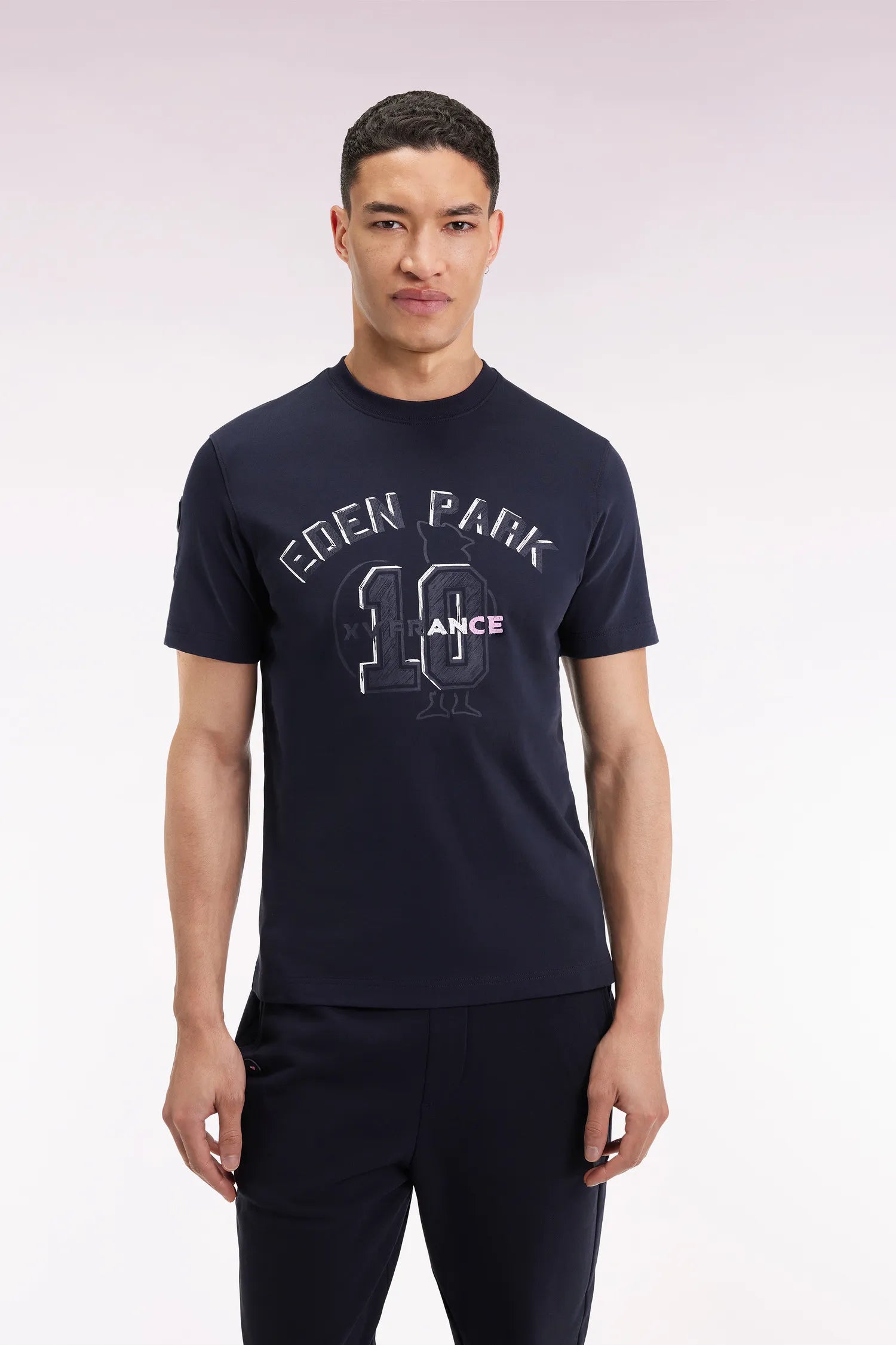 Eden Park_Blue_Navy Short-Sleeved T-Shirt XV De France_H25MAITC0055_BLF_01