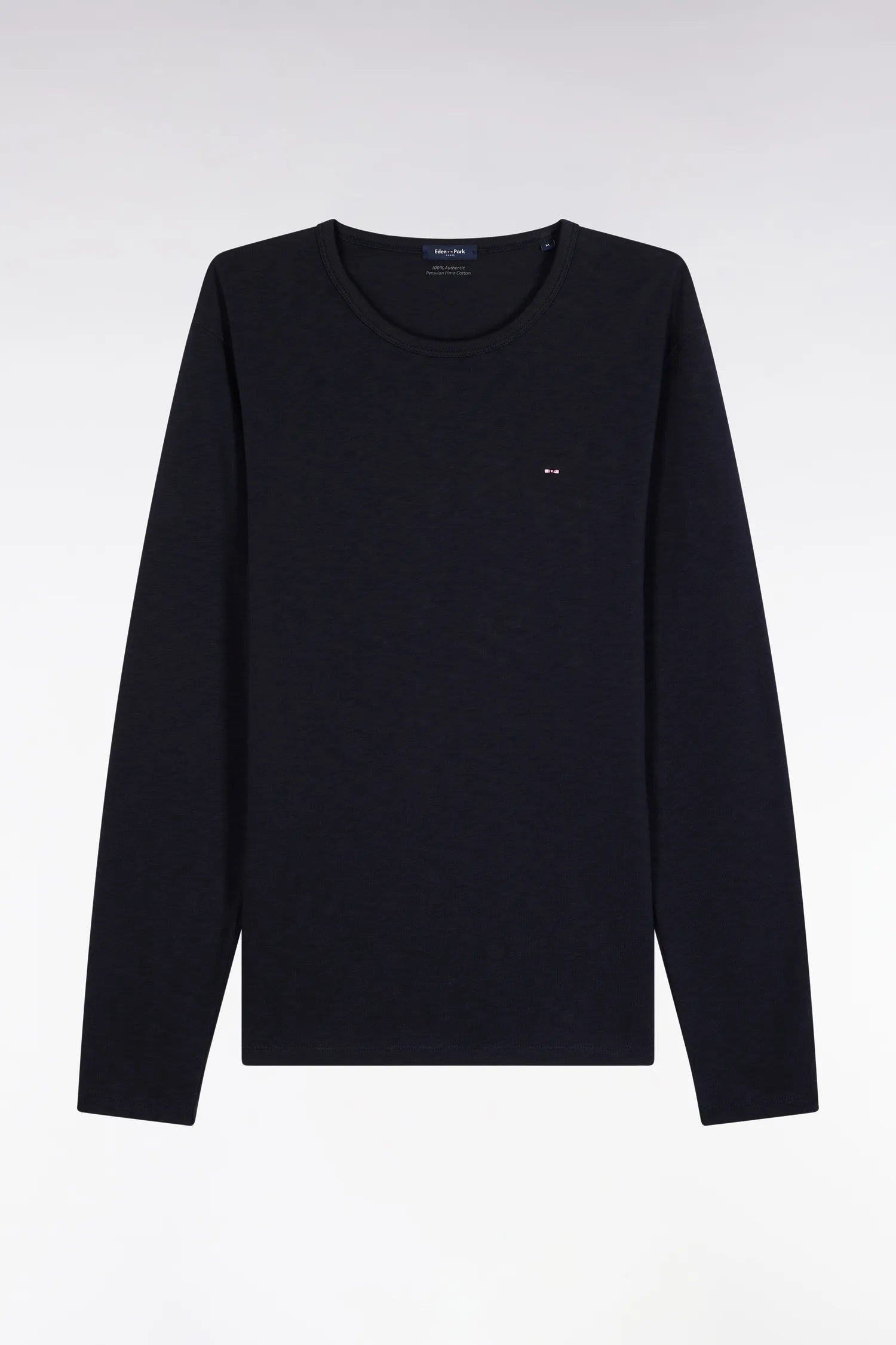 Eden Park_Blue_Navy Slub Cotton Long-Sleeved T-Shirt_H25MAITL0006_BLF_02