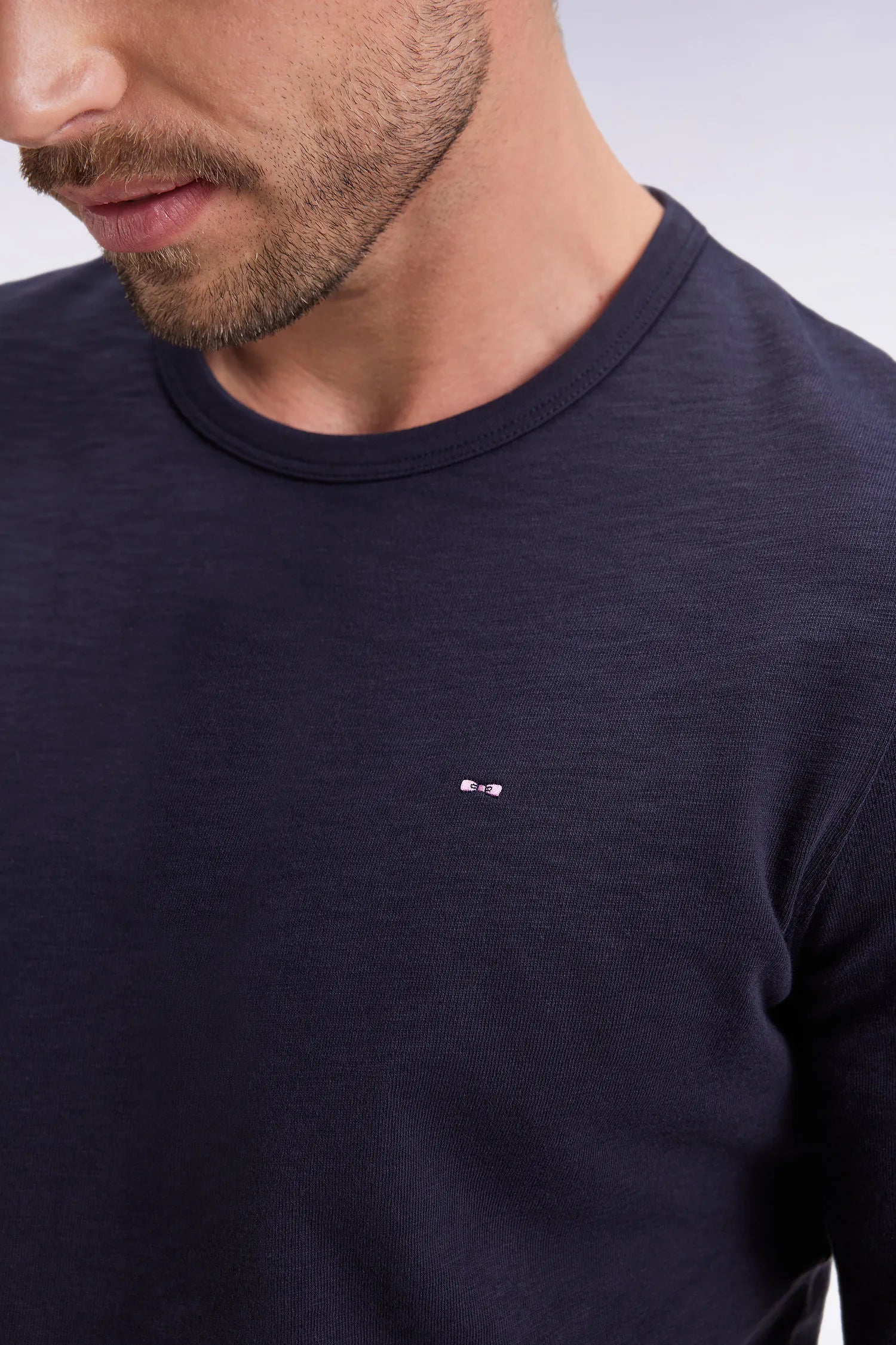 Eden Park_Blue_Navy Slub Cotton Long-Sleeved T-Shirt_H25MAITL0006_BLF_03