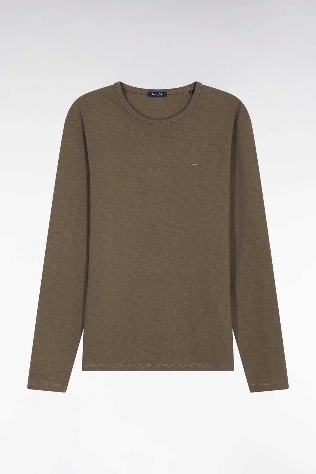 Eden Park_Green_Khaki Slub Cotton Long Sleeve T-Shirt_H25MAITL0006_KAF7_02