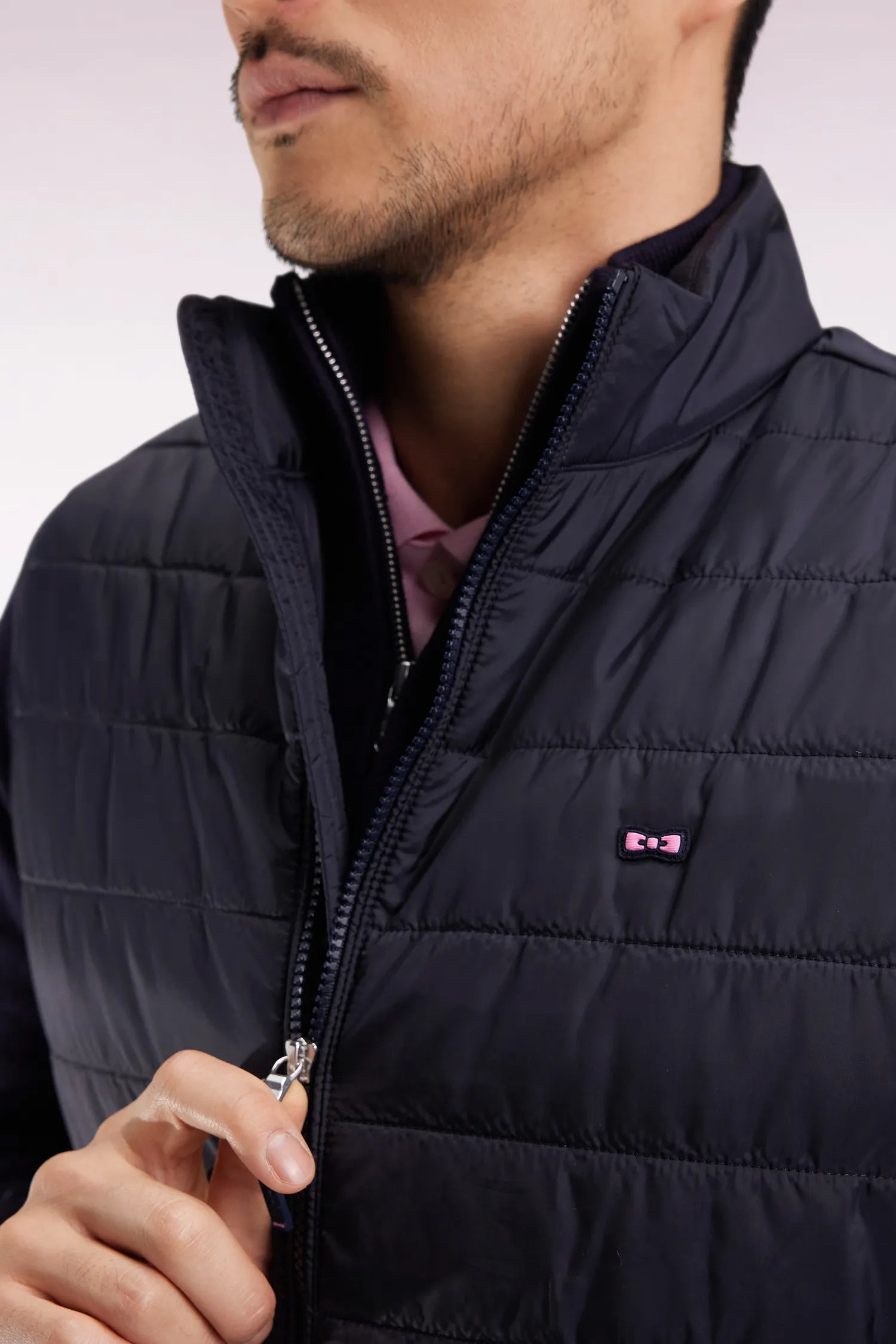 Eden Park_0_Sleeveless Down Jacket in Navy Quilted Nylon_H25PAMDS0001_BLF_04