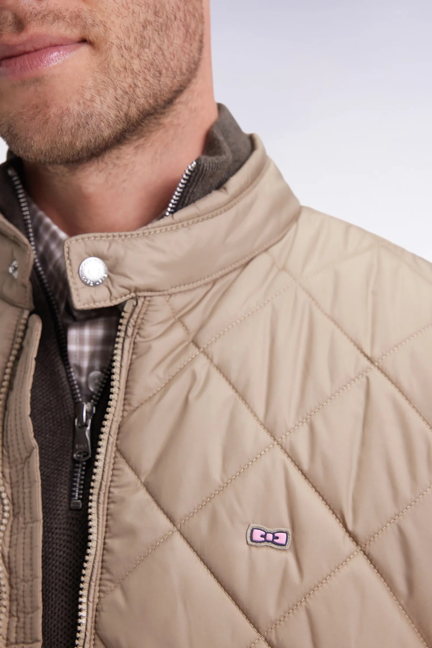 Eden Park_0_Sleeveless Down Jacket with Biker Collar in Beige Quilted Nylon_H25PAMDS0003_BEM27_04
