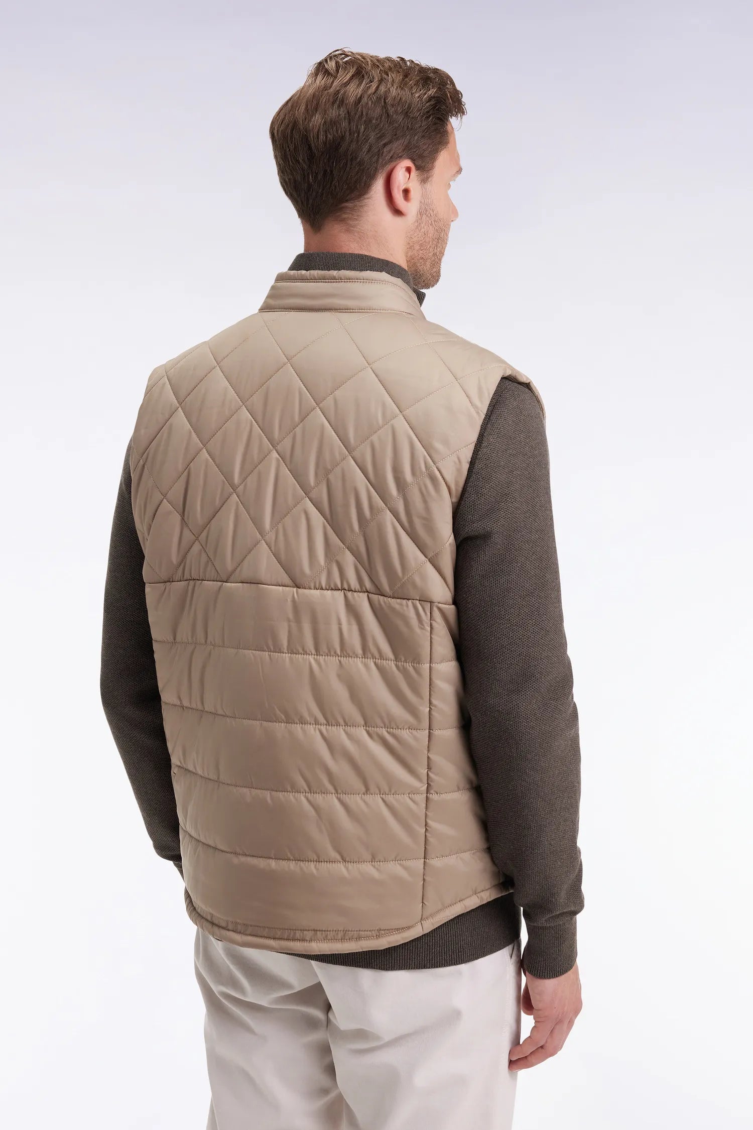 Eden Park_0_Sleeveless Down Jacket with Biker Collar in Beige Quilted Nylon_H25PAMDS0003_BEM27_05