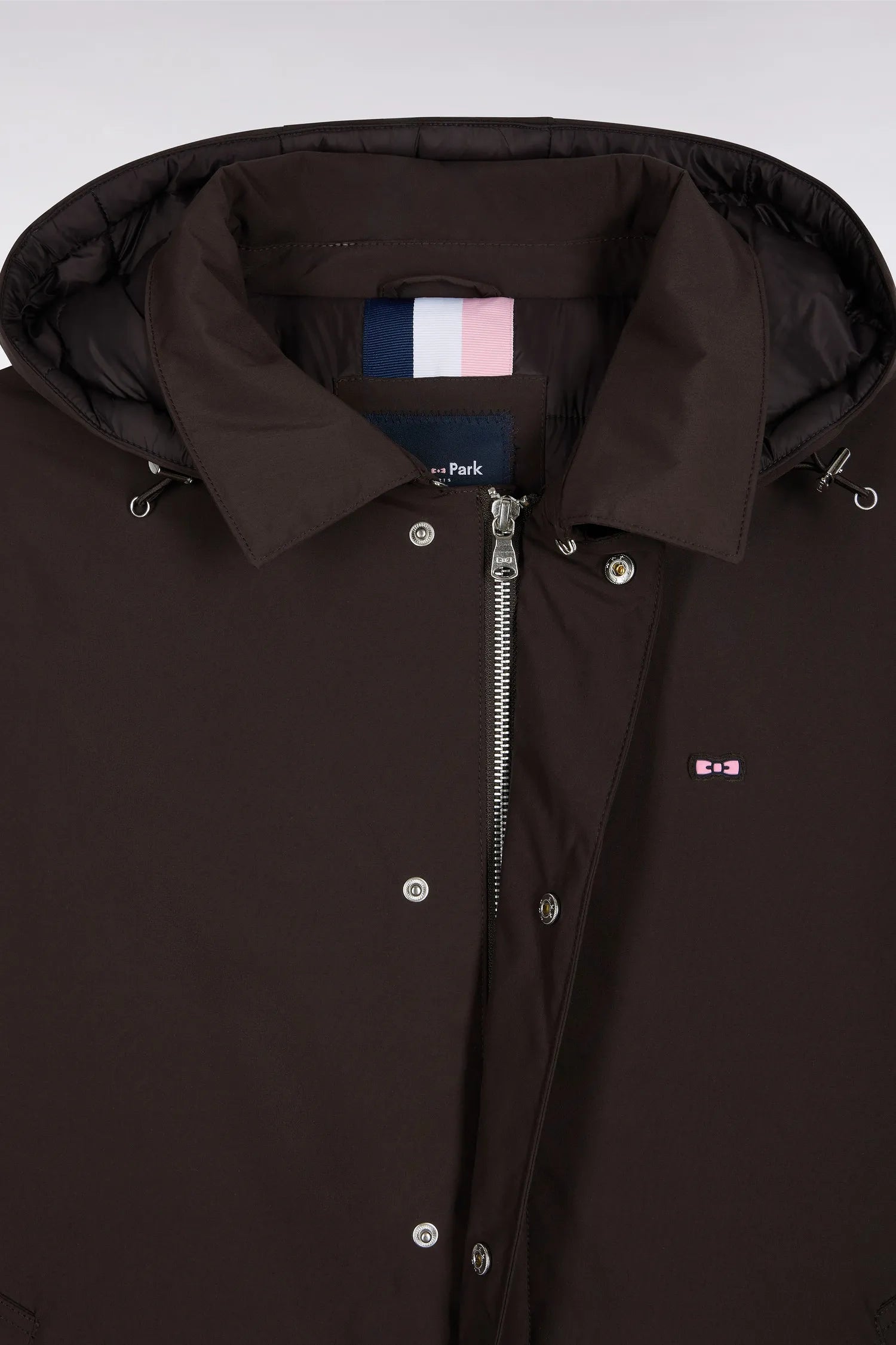 Eden Park_Brown_Long Brown Nylon Raincoat with Removable Hood_H25PAMIM0001_MAF1_06