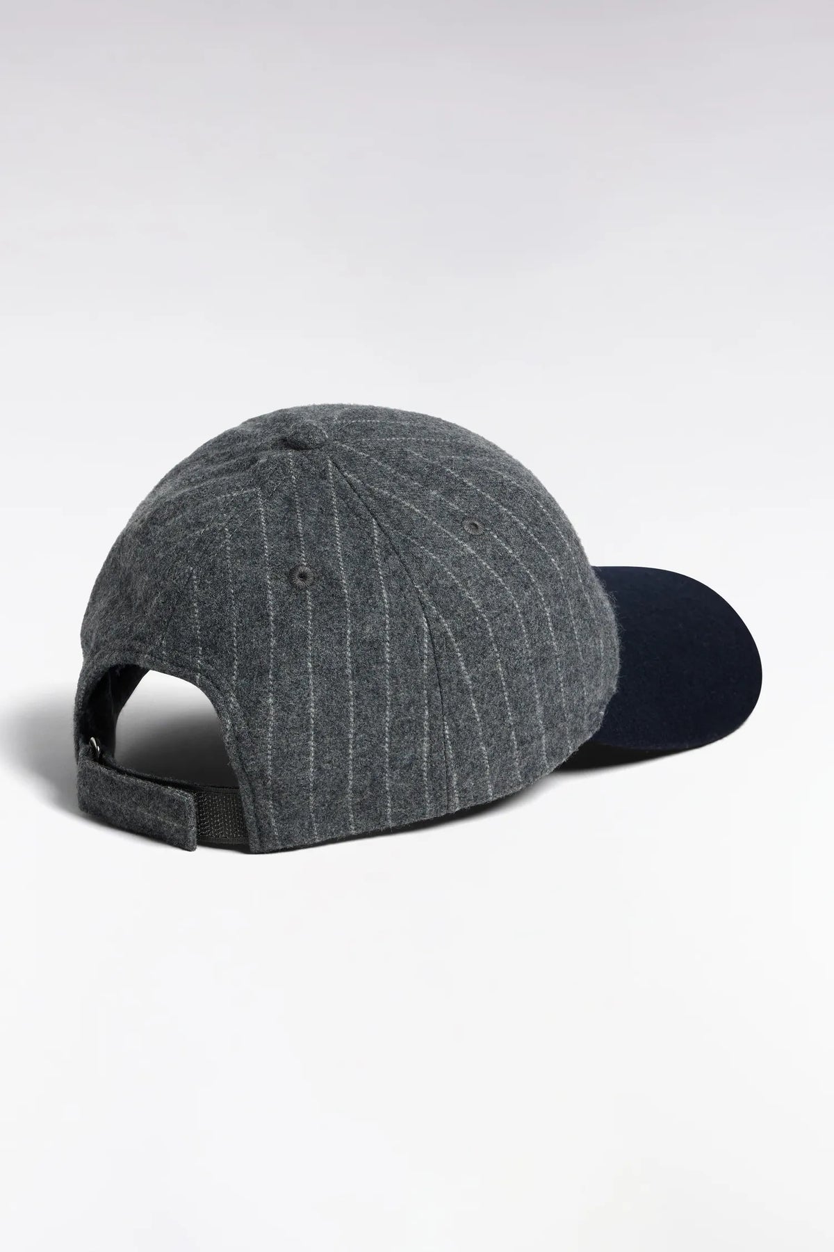 Eden Park Men Bi-Material Cap in Grey Striped Wool Cloth with EP Patch SKU: H26CHACA0008_GRM19 Image 02