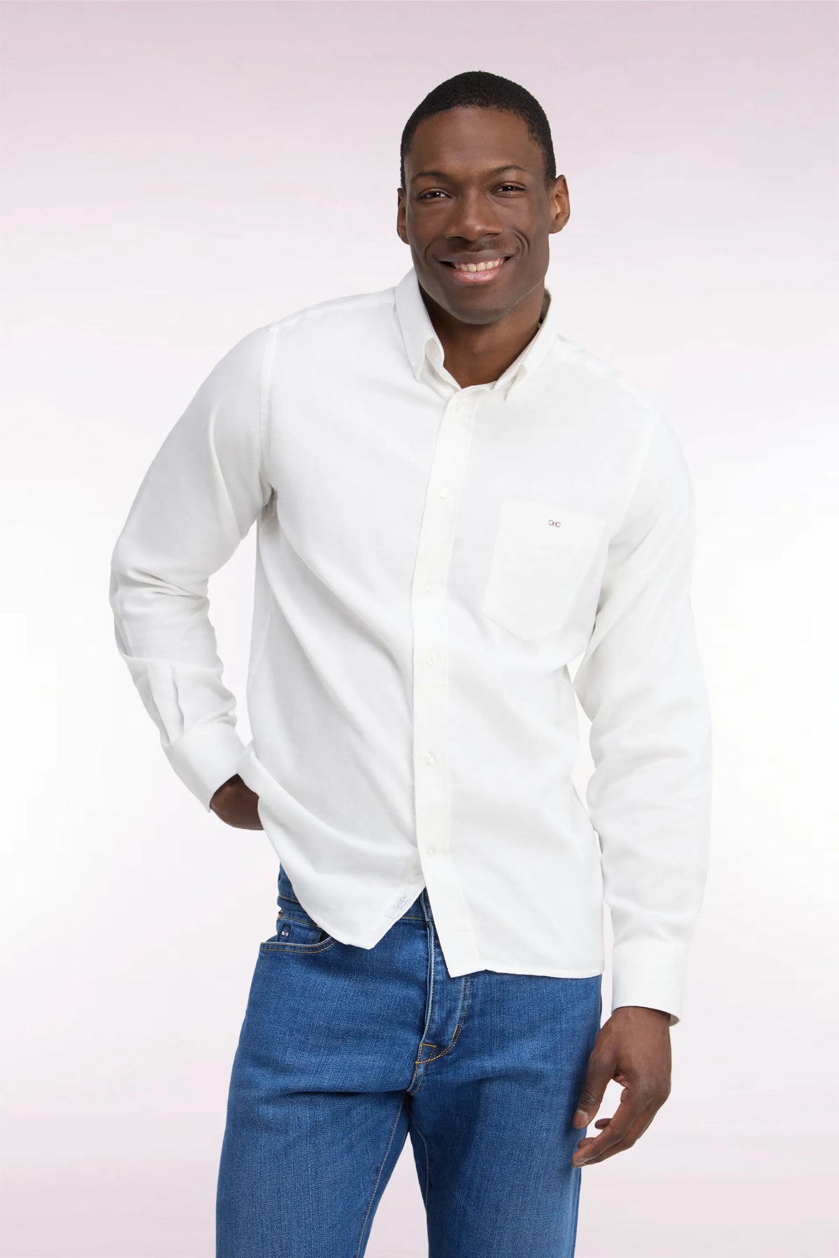 Eden Park Men Plain Ivory Cotton Shirt with a Straight Cut SKU: H26CHECL0051_ECC Image 01