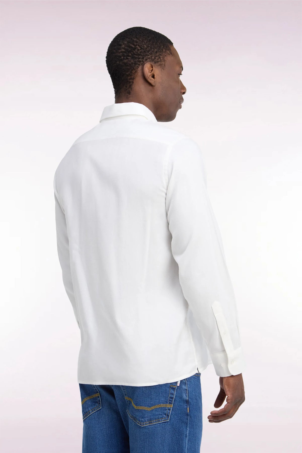 Eden Park Men Plain Ivory Cotton Shirt with a Straight Cut SKU: H26CHECL0051_ECC Image 04