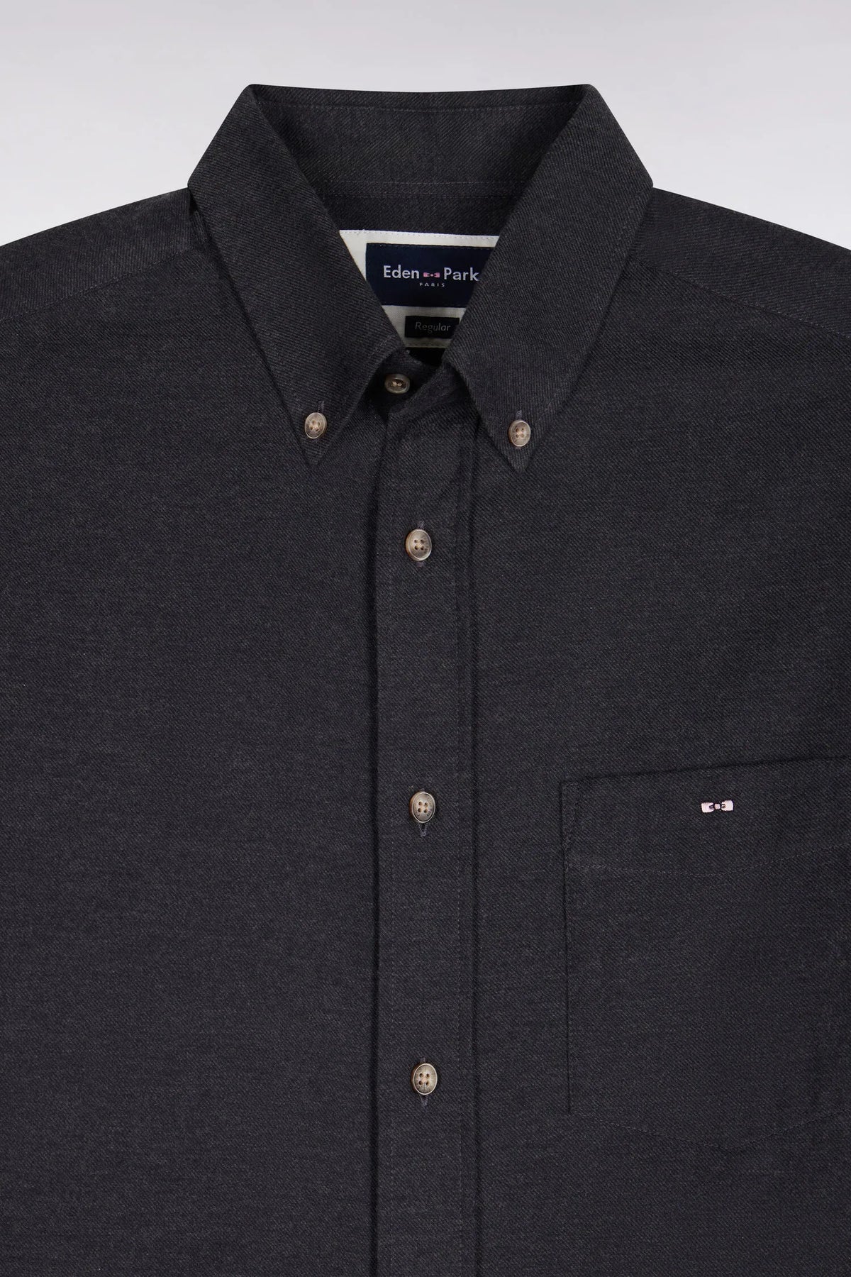Eden Park Men Plain Dark Grey Cotton Shirt with a Straight Cut SKU: H26CHECL0051_GRF11 Image 02