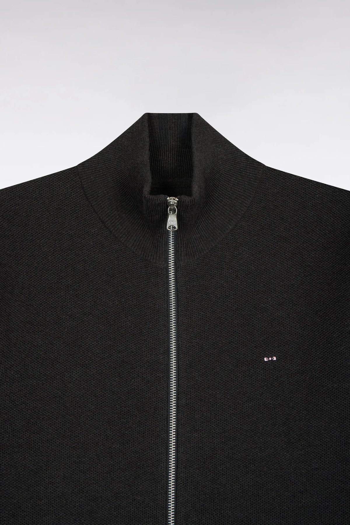 Eden Park 0 Men Zipped Cardigan in Anthracite Grey Cotton Straight Cut SKU: H26MAICA0002_GRF7 Image 05