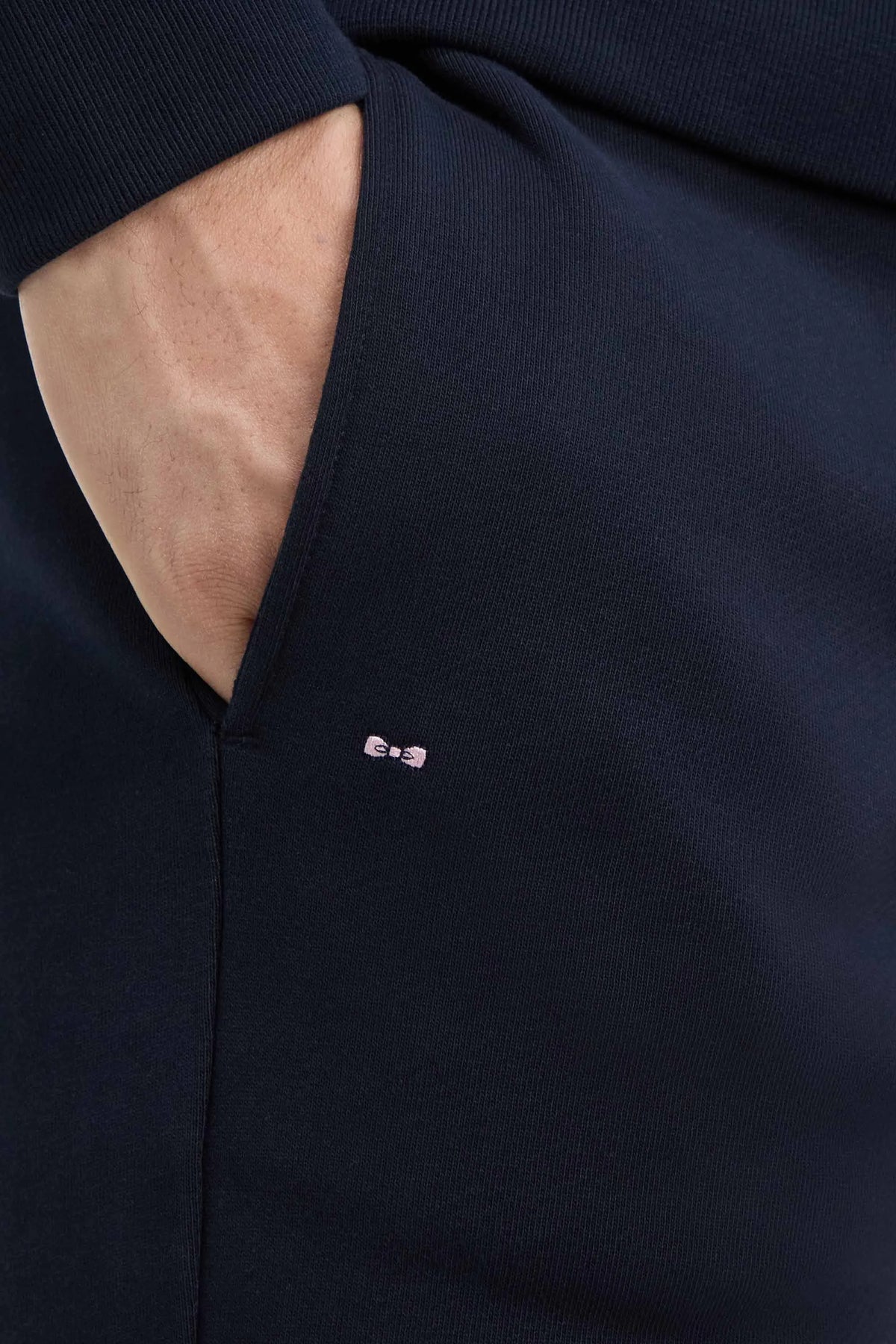 Eden Park Men Plain Navy Cotton Fleece Joggers with a Straight Cut SKU: H26MAIJO0001_BLF Image 04