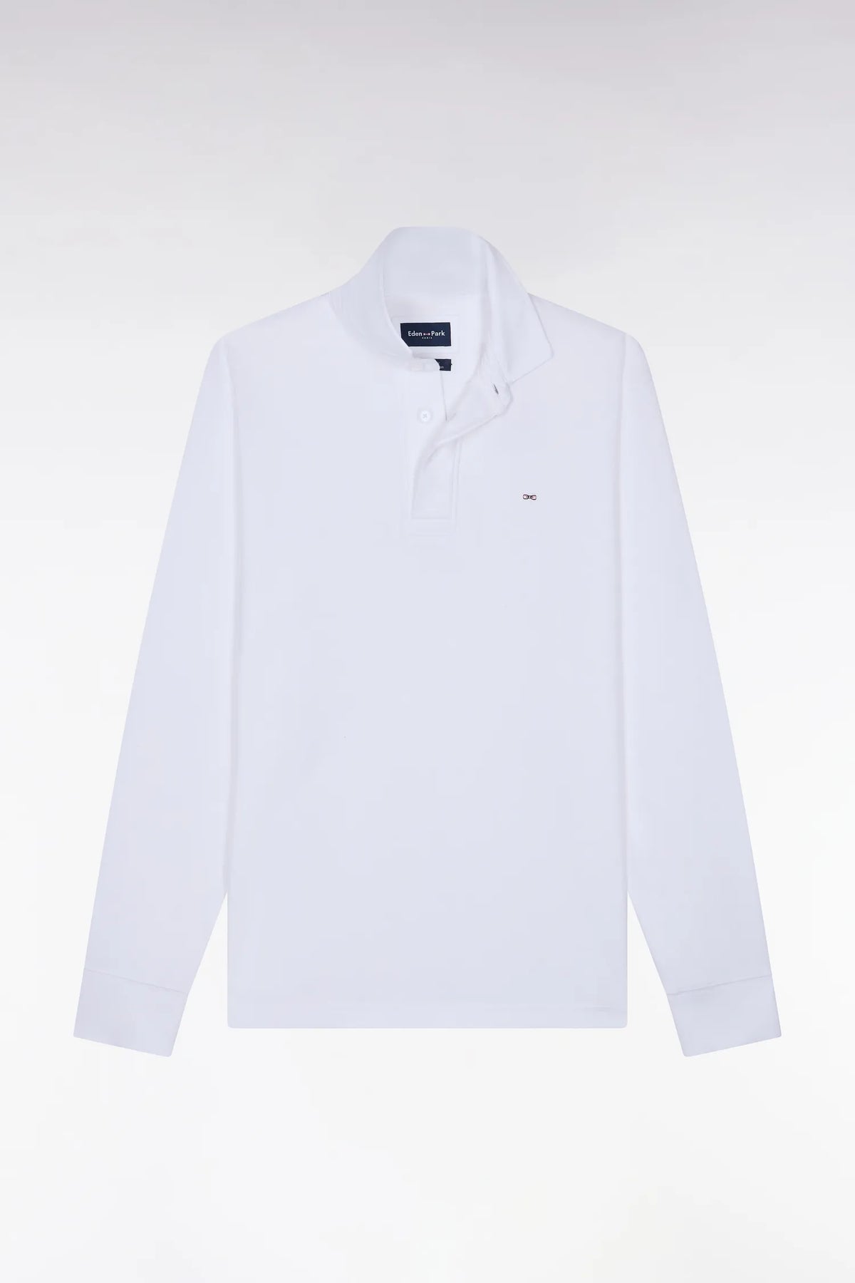 Eden Park 0 Men Long Sleeve Jersey in White Pima Cotton Straight Cut SKU: H26MAIML0002_BC Image 02